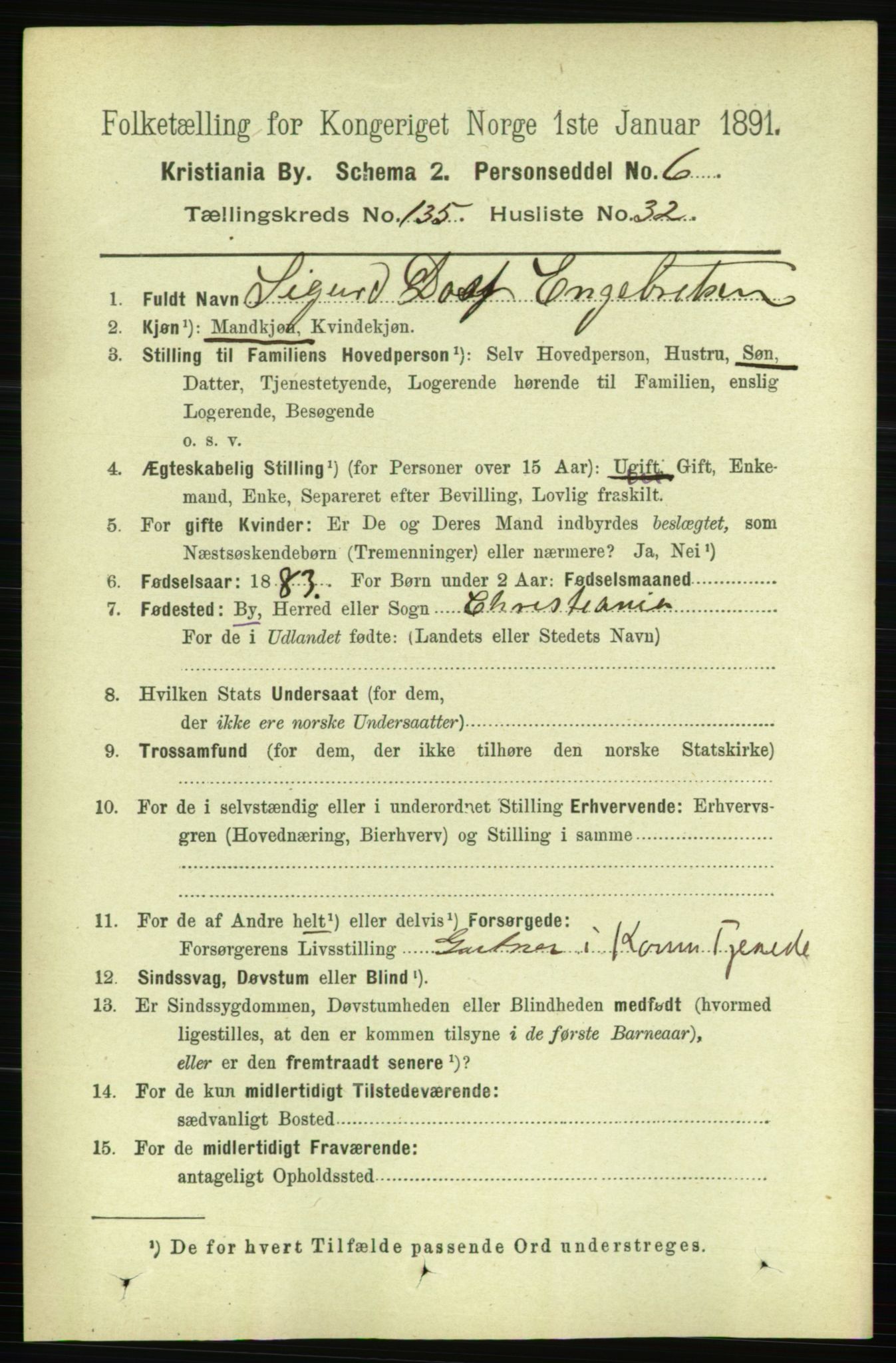 RA, 1891 census for 0301 Kristiania, 1891, p. 74955