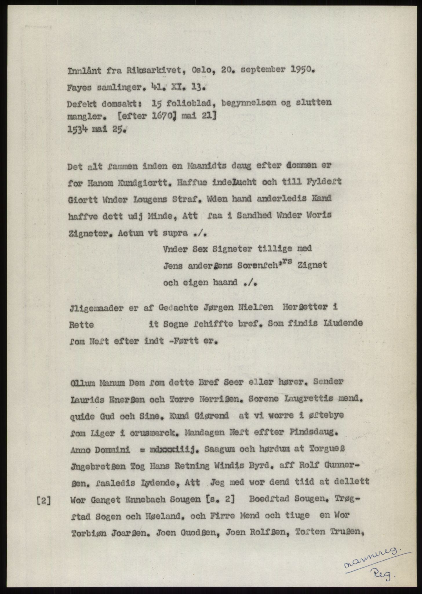 Samlinger til kildeutgivelse, Diplomavskriftsamlingen, AV/RA-EA-4053/H/Ha, p. 116