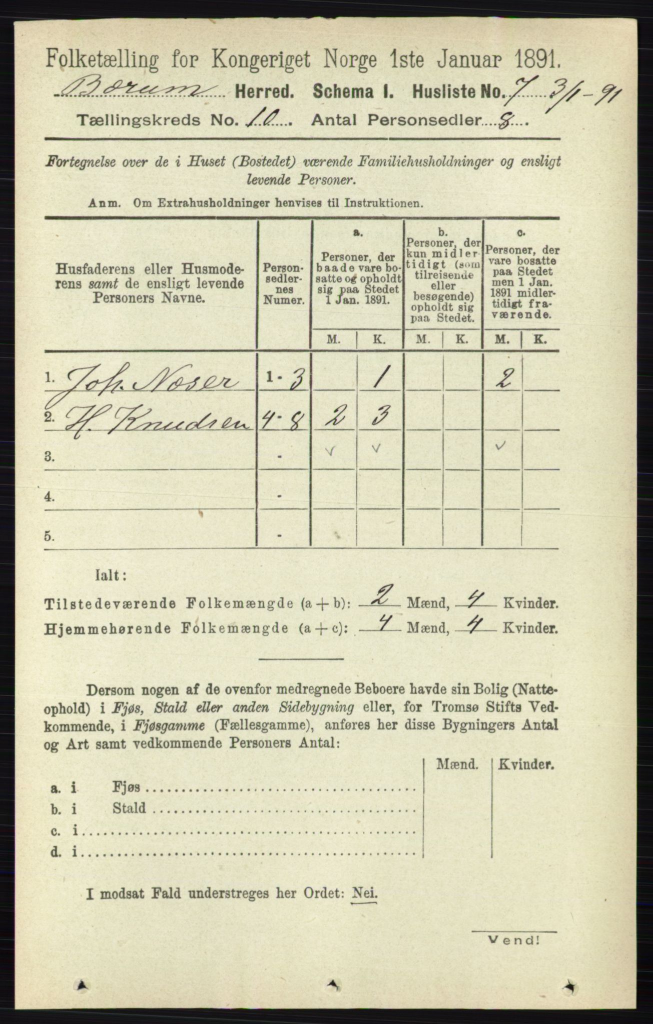 RA, 1891 census for 0219 Bærum, 1891, p. 6295