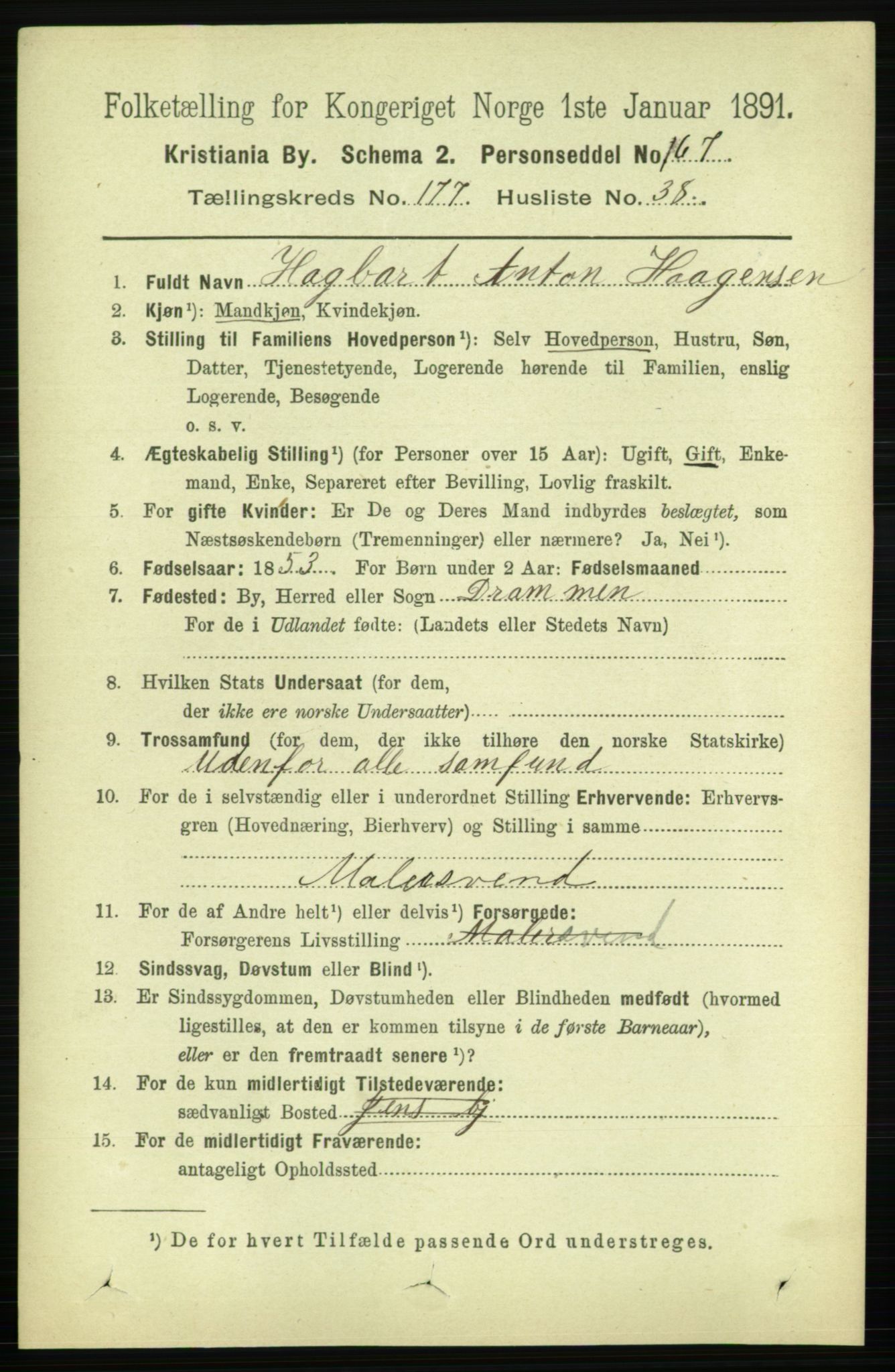 RA, 1891 census for 0301 Kristiania, 1891, p. 107384