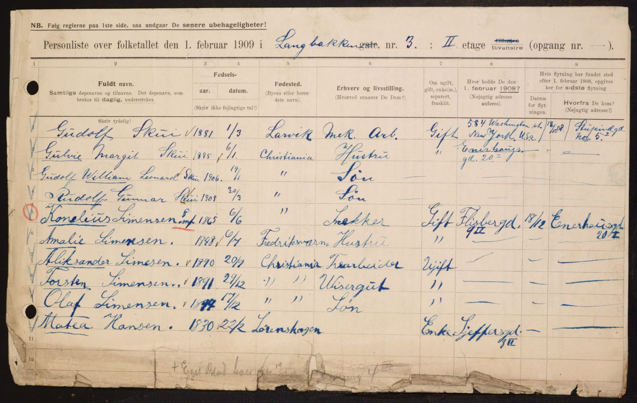 OBA, Municipal Census 1909 for Kristiania, 1909, p. 51389