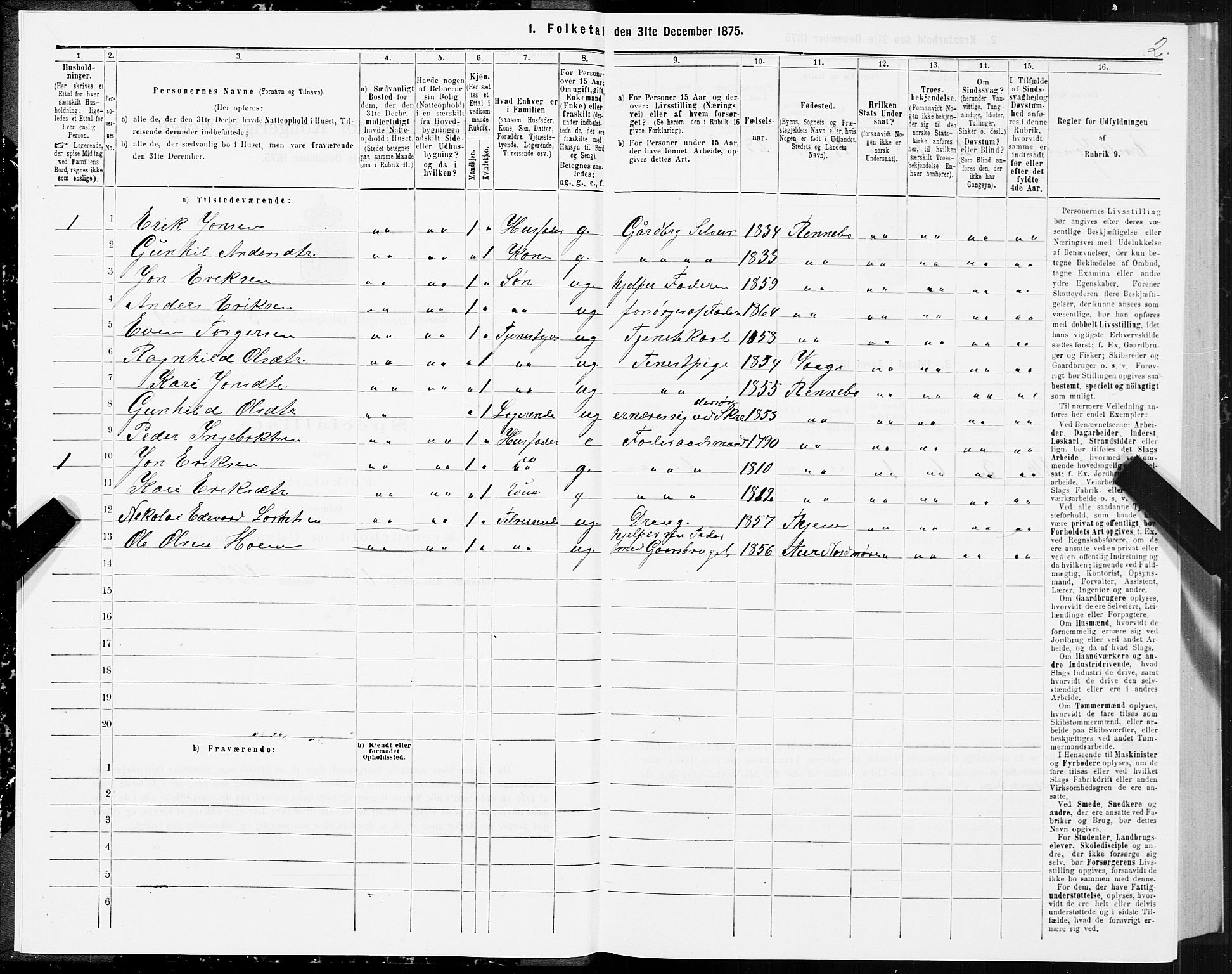 SAT, 1875 census for 1635P Rennebu, 1875, p. 2002