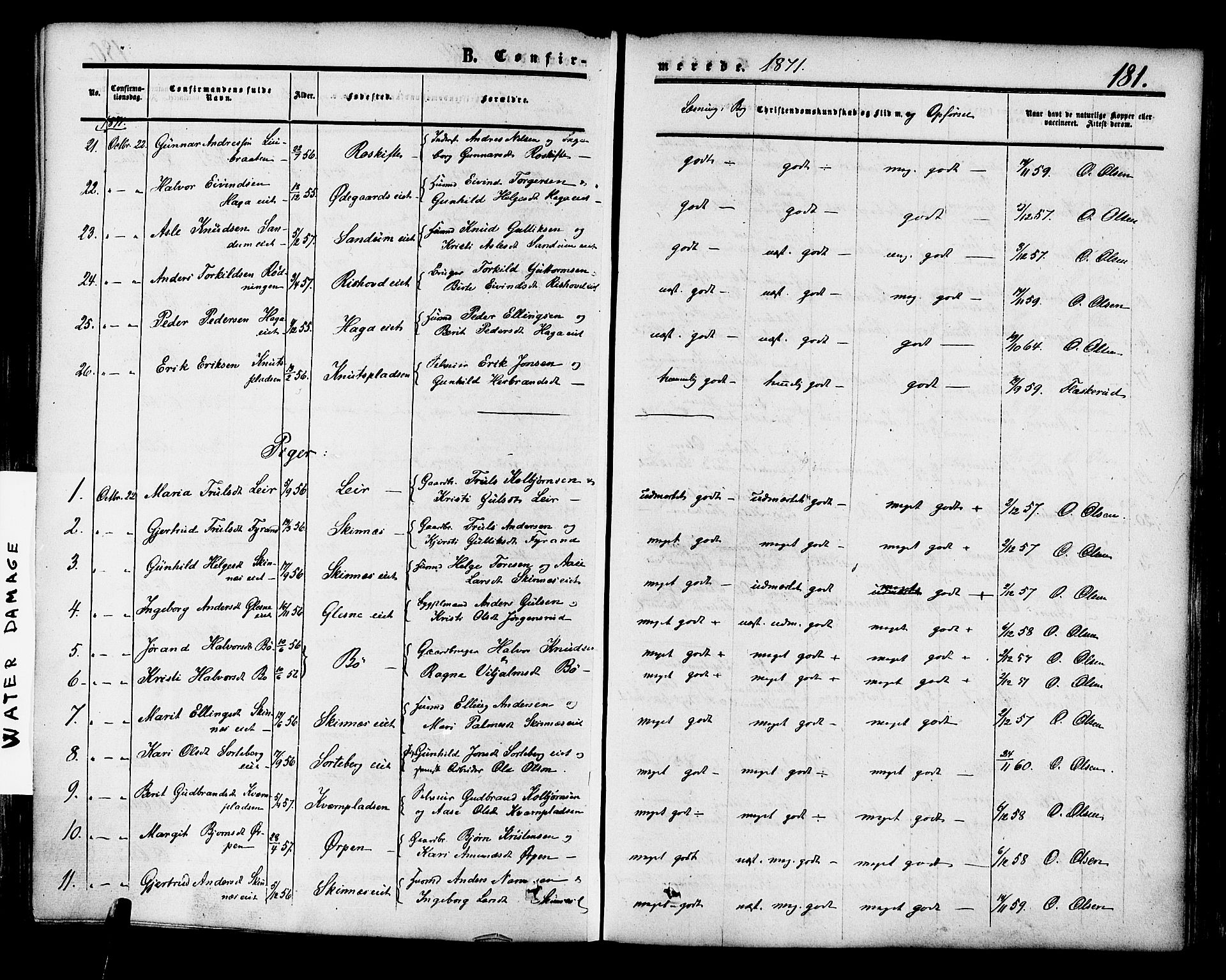 Krødsherad kirkebøker, SAKO/A-19/F/Fa/L0003: Parish register (official) no. 3, 1851-1872, p. 181