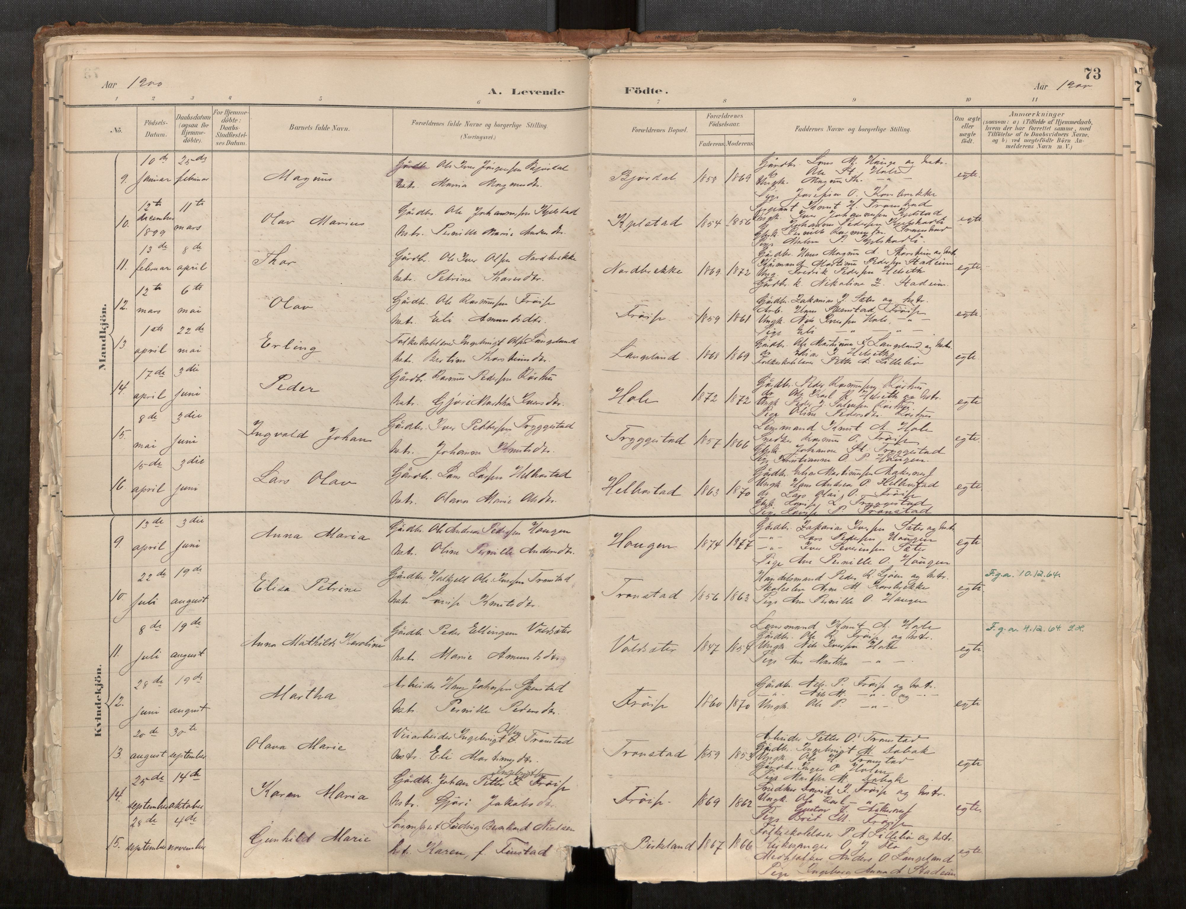 Sunnylven sokneprestkontor, AV/SAT-A-1007/H/Ha/Haa/L0002: Parish register (official) no. 517A09, 1882-1939, p. 73