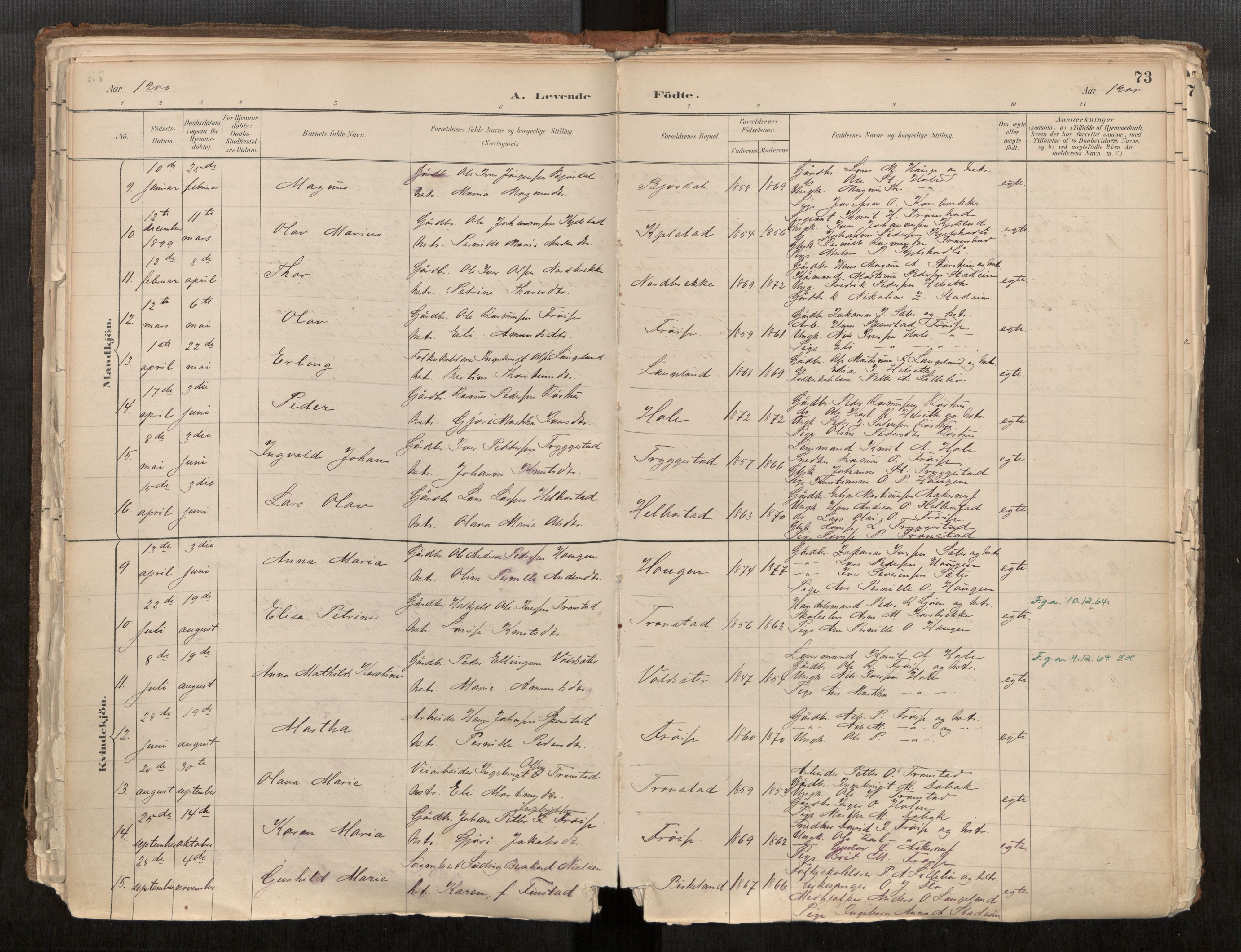 Sunnylven sokneprestkontor, AV/SAT-A-1007: Parish register (official) no. 517A08, 1882-1939, p. 73