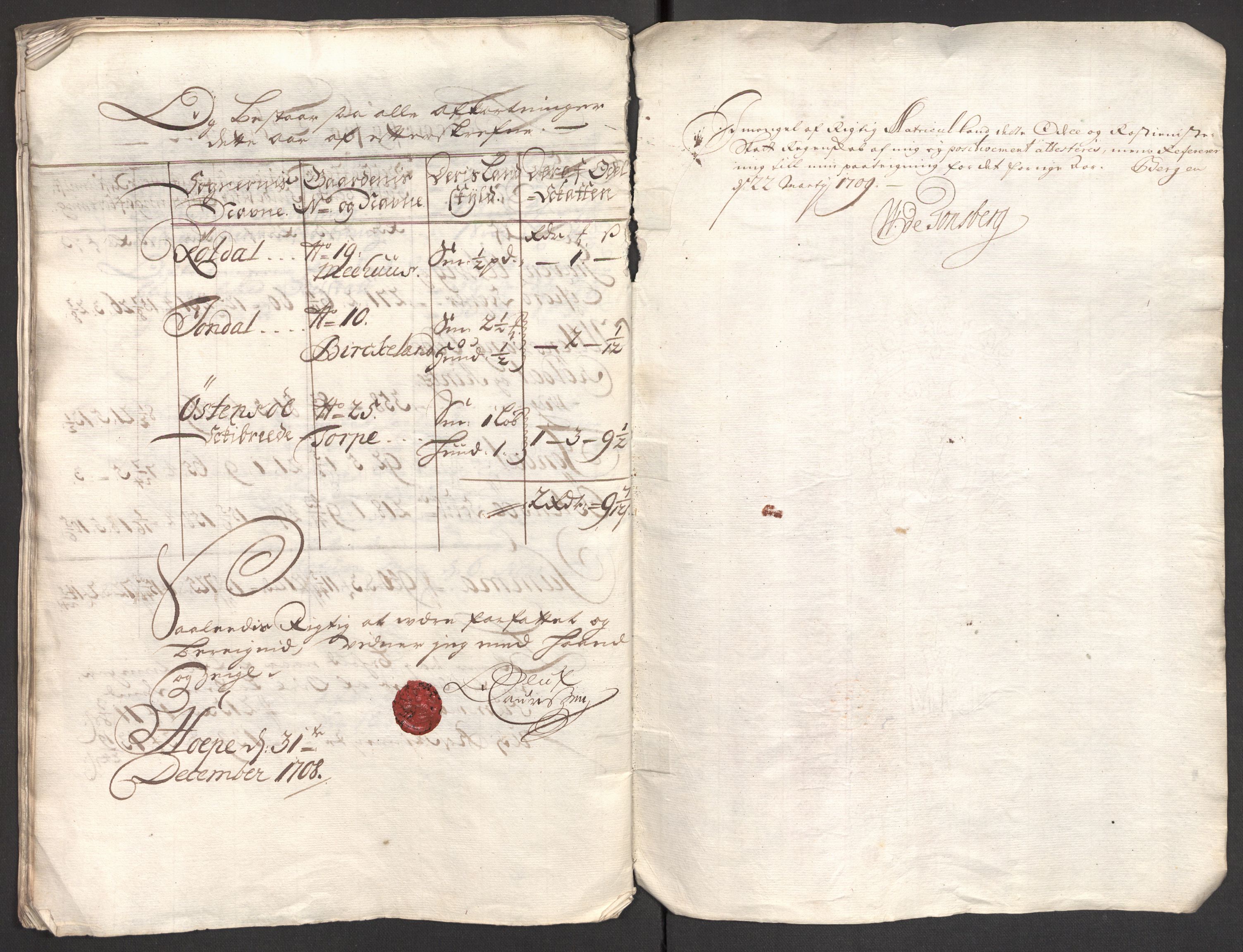 Rentekammeret inntil 1814, Reviderte regnskaper, Fogderegnskap, AV/RA-EA-4092/R48/L2985: Fogderegnskap Sunnhordland og Hardanger, 1708, p. 225