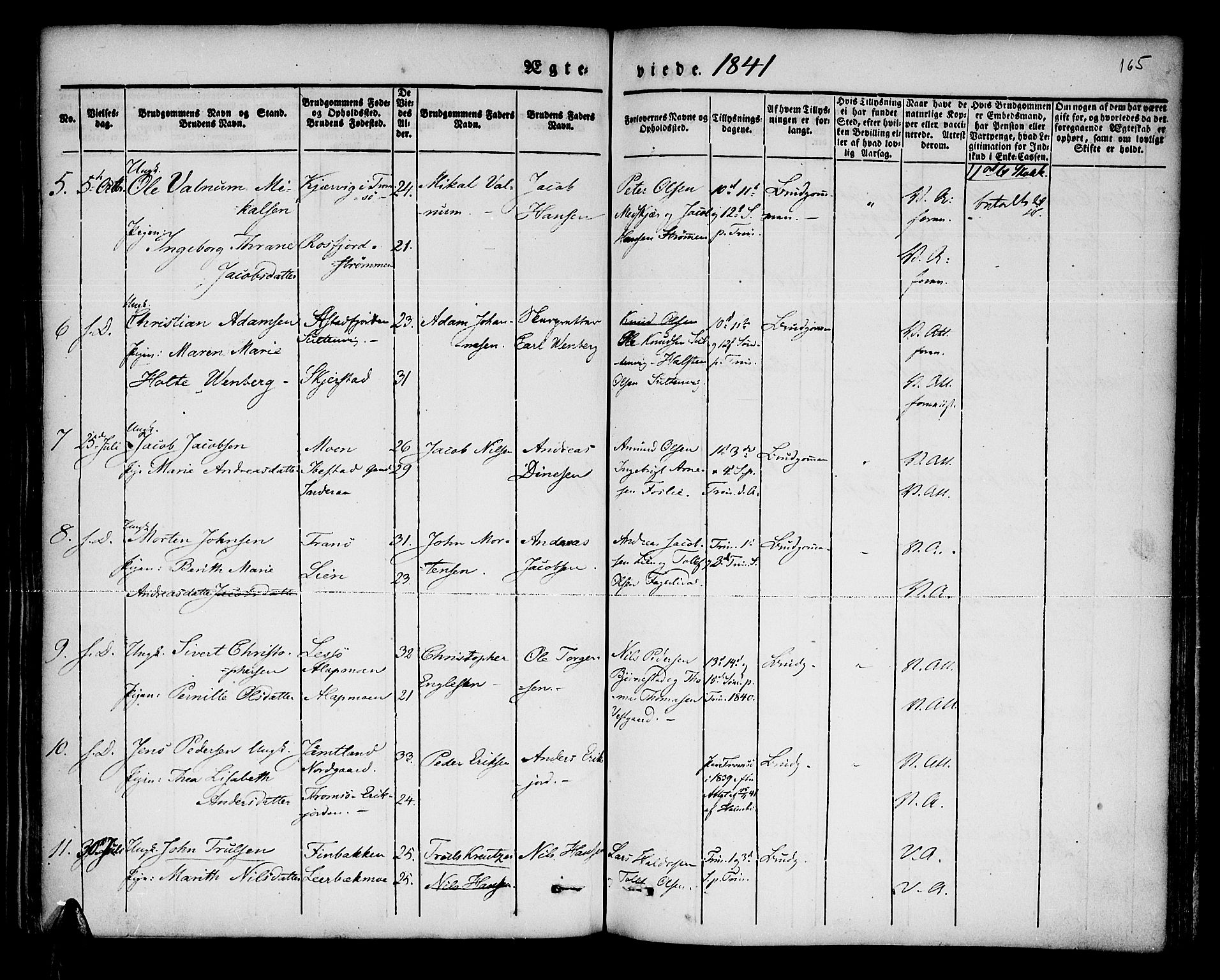 Lenvik sokneprestembete, SATØ/S-1310/H/Ha/Haa/L0004kirke: Parish register (official) no. 4, 1832-1844, p. 165