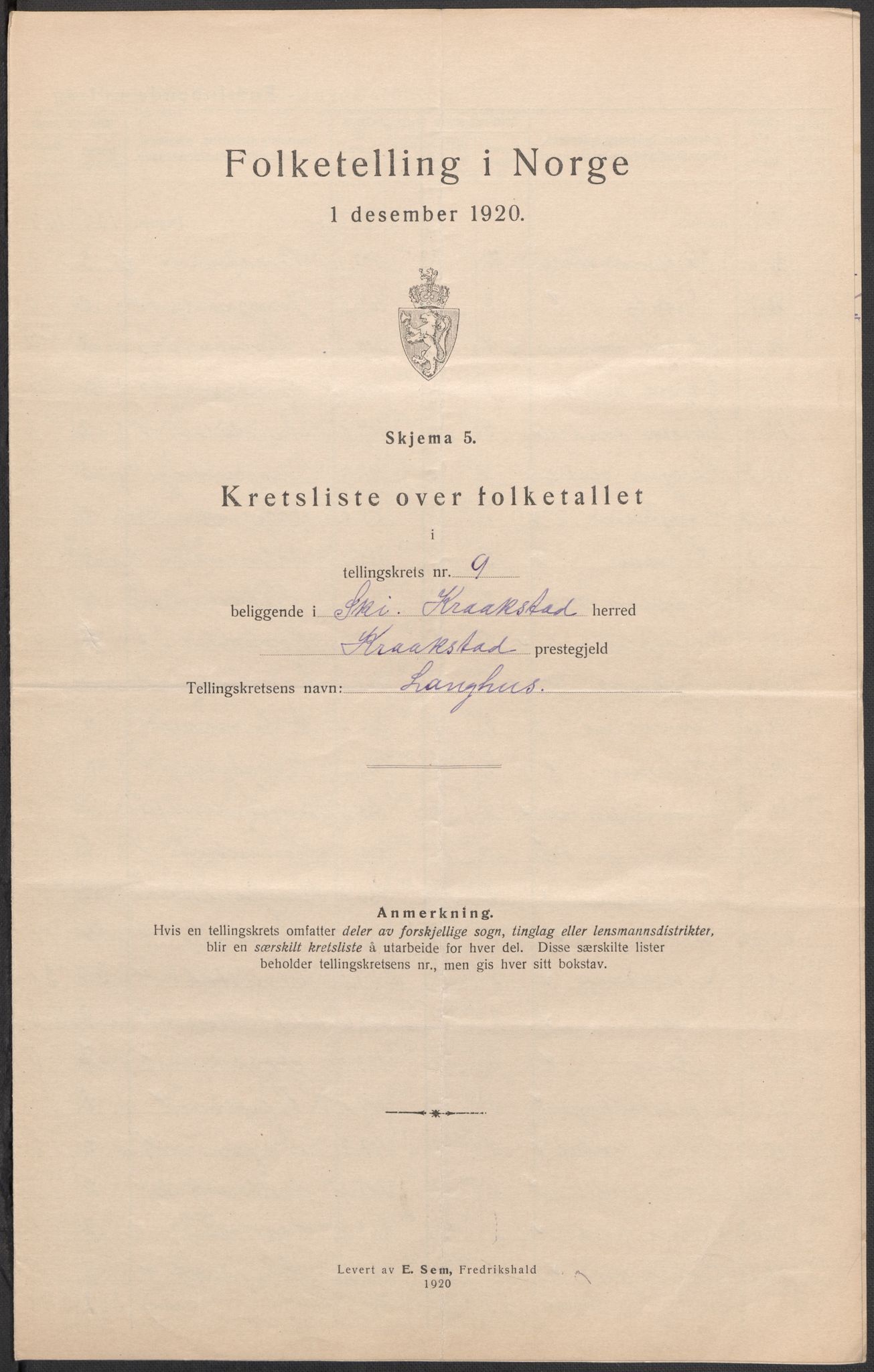 SAO, 1920 census for Kråkstad, 1920, p. 32