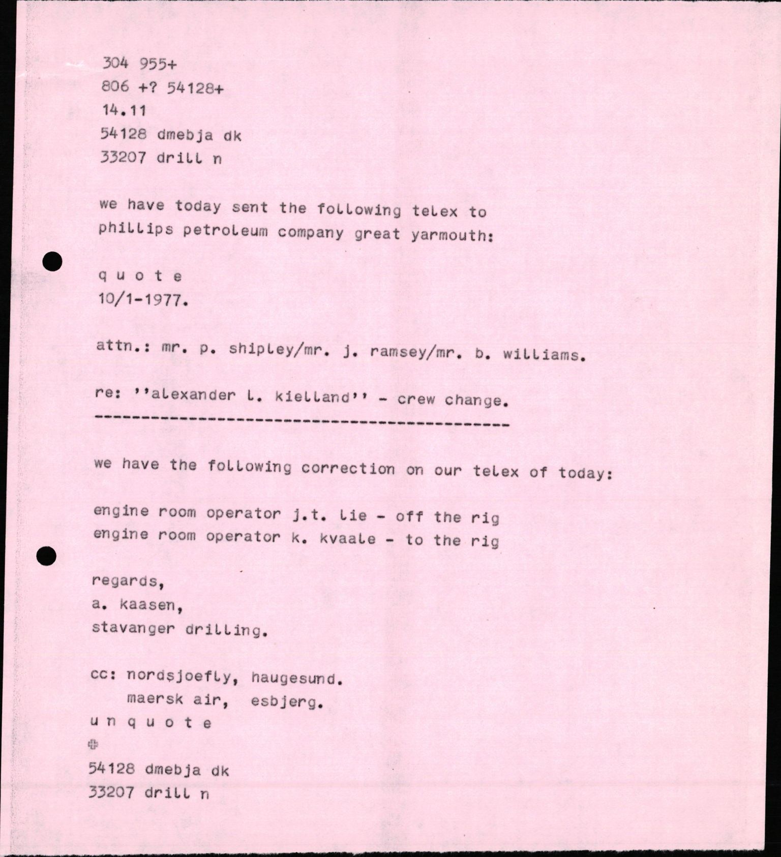 Pa 1503 - Stavanger Drilling AS, AV/SAST-A-101906/2/E/Eb/Eba/L0010: Sak og korrespondanse, 1977-1981