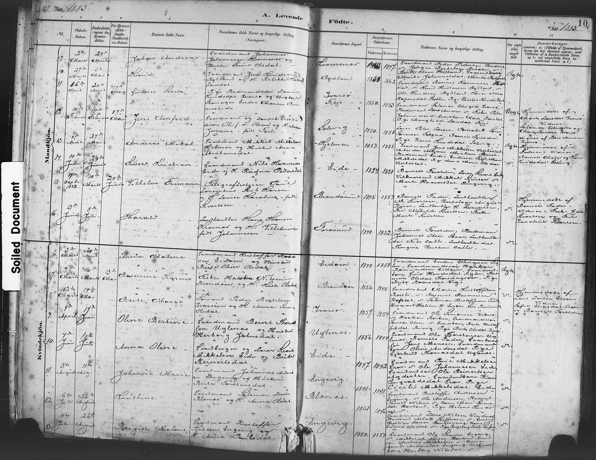 Fitjar sokneprestembete, AV/SAB-A-99926: Parish register (official) no. A 2, 1882-1899, p. 10