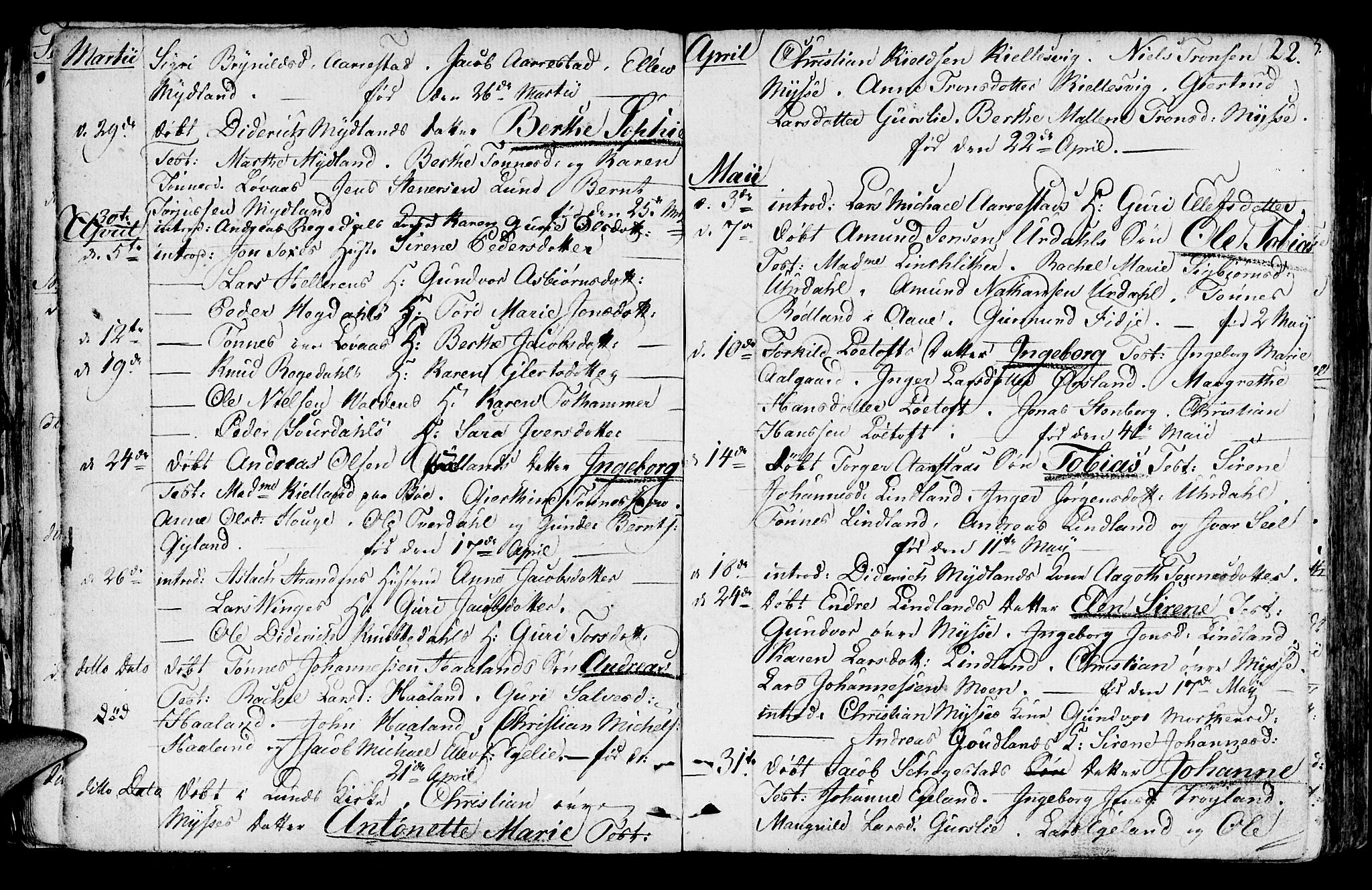 Sokndal sokneprestkontor, AV/SAST-A-101808: Parish register (official) no. A 5, 1806-1826, p. 22