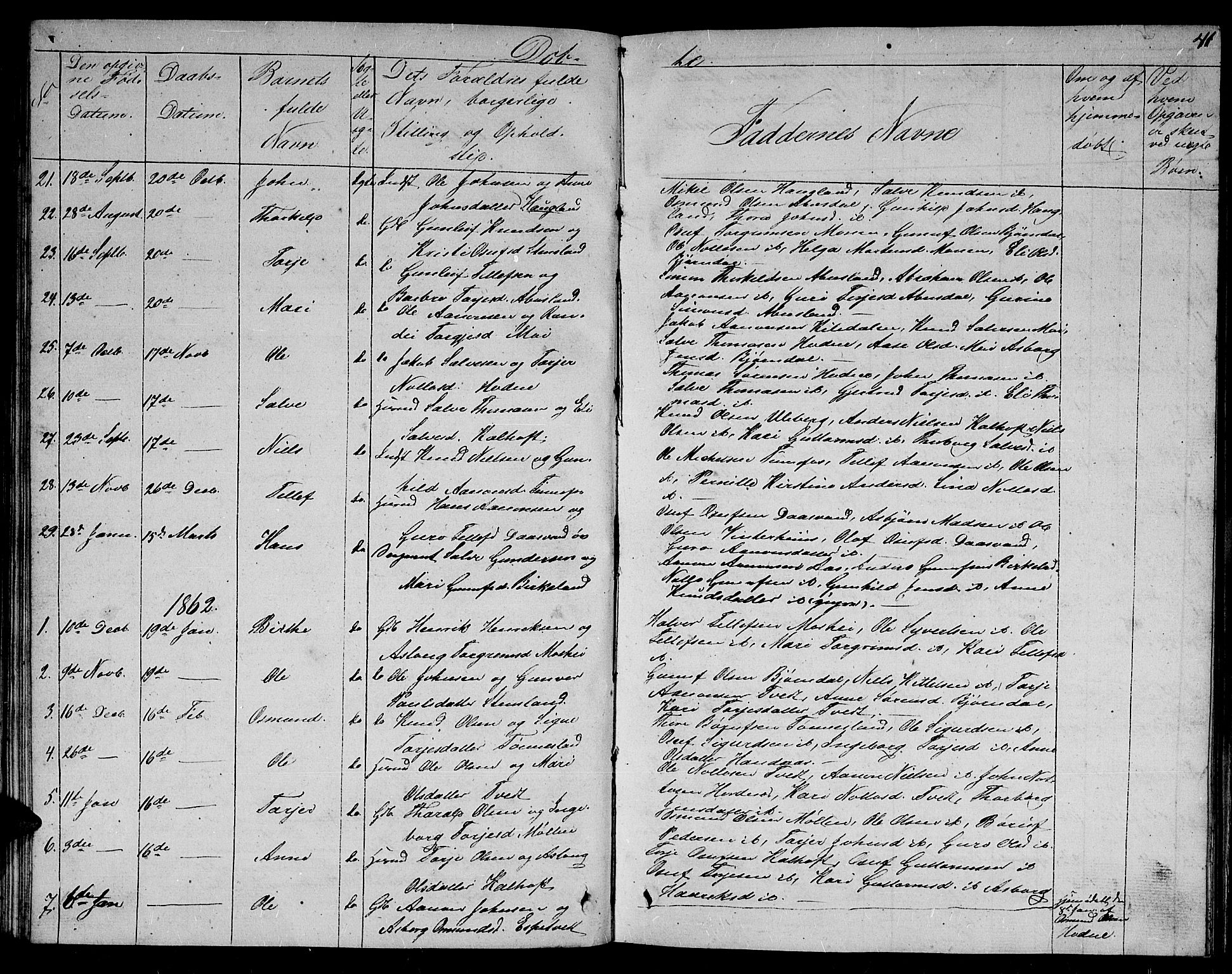 Evje sokneprestkontor, SAK/1111-0008/F/Fb/Fbb/L0001: Parish register (copy) no. B 1, 1849-1878, p. 41
