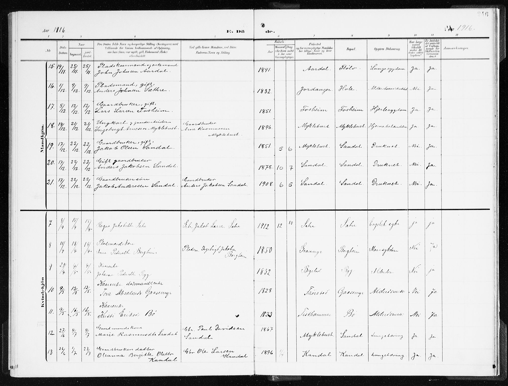 Gloppen sokneprestembete, AV/SAB-A-80101/H/Haa/Haac/L0003: Parish register (official) no. C 3, 1904-1921, p. 246