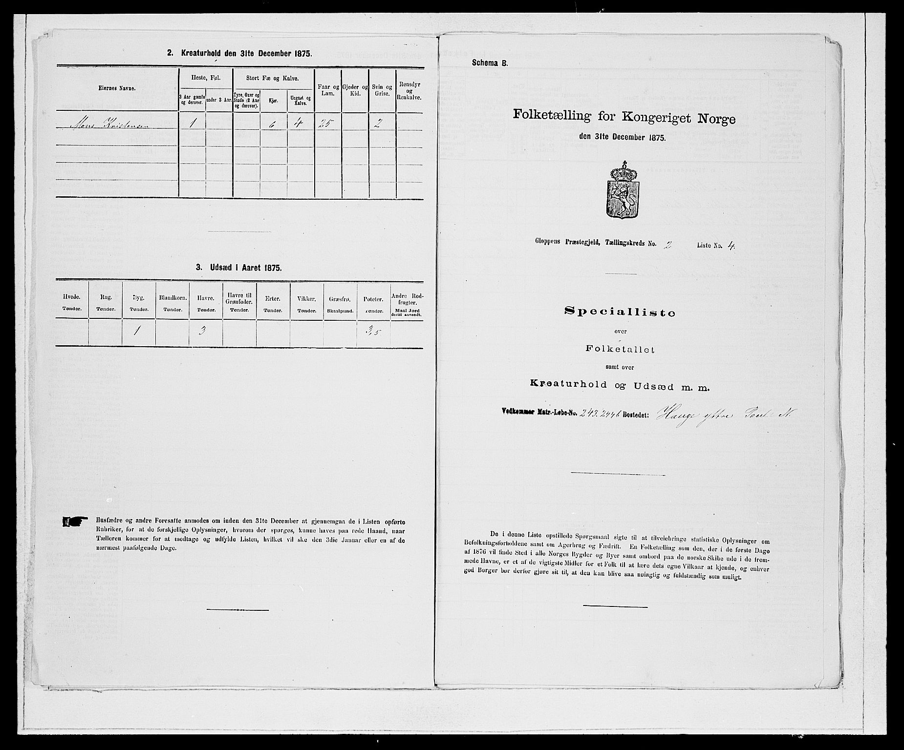 SAB, 1875 Census for 1445P Gloppen, 1875, p. 189