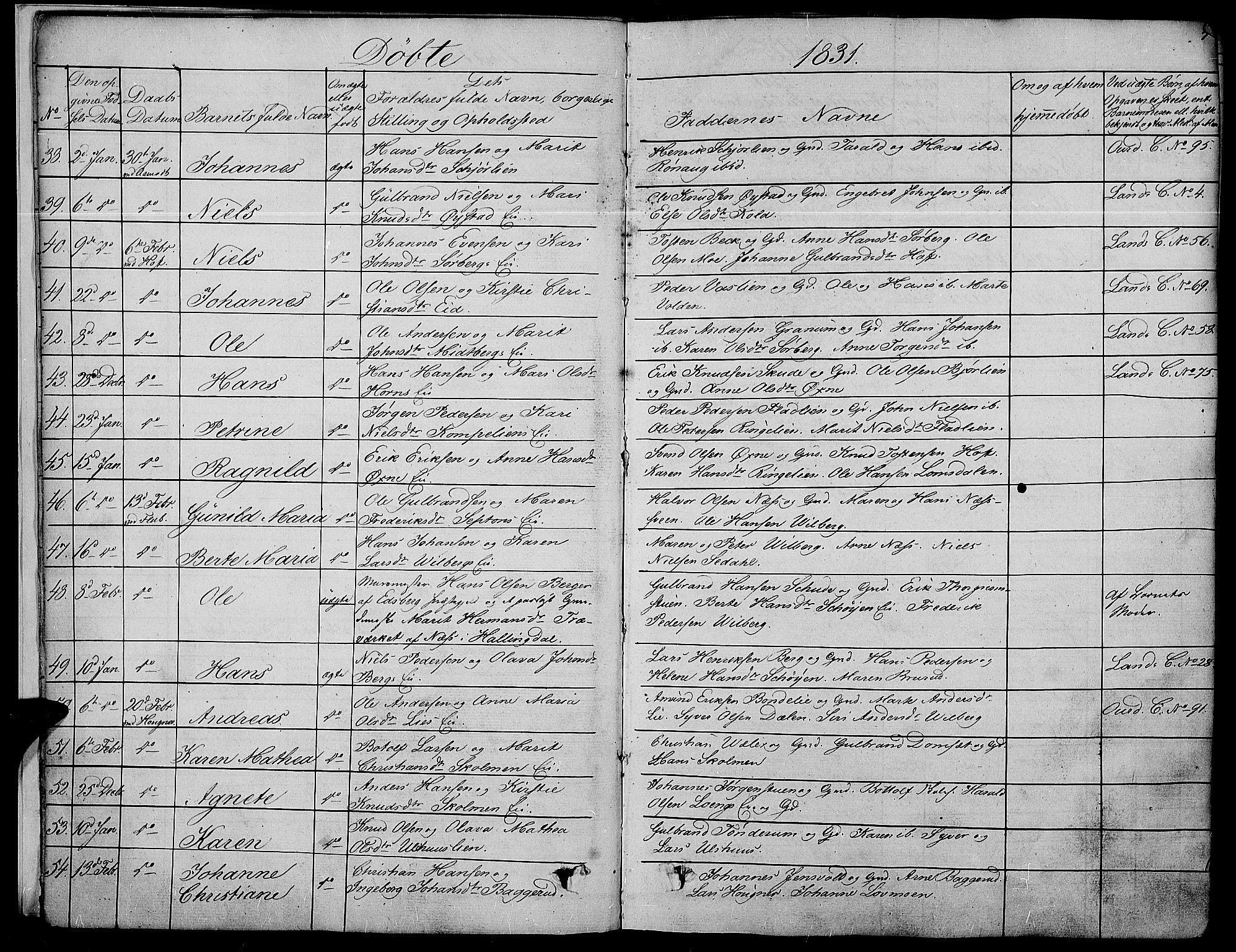 Land prestekontor, SAH/PREST-120/H/Ha/Haa/L0008: Parish register (official) no. 8, 1830-1846, p. 4