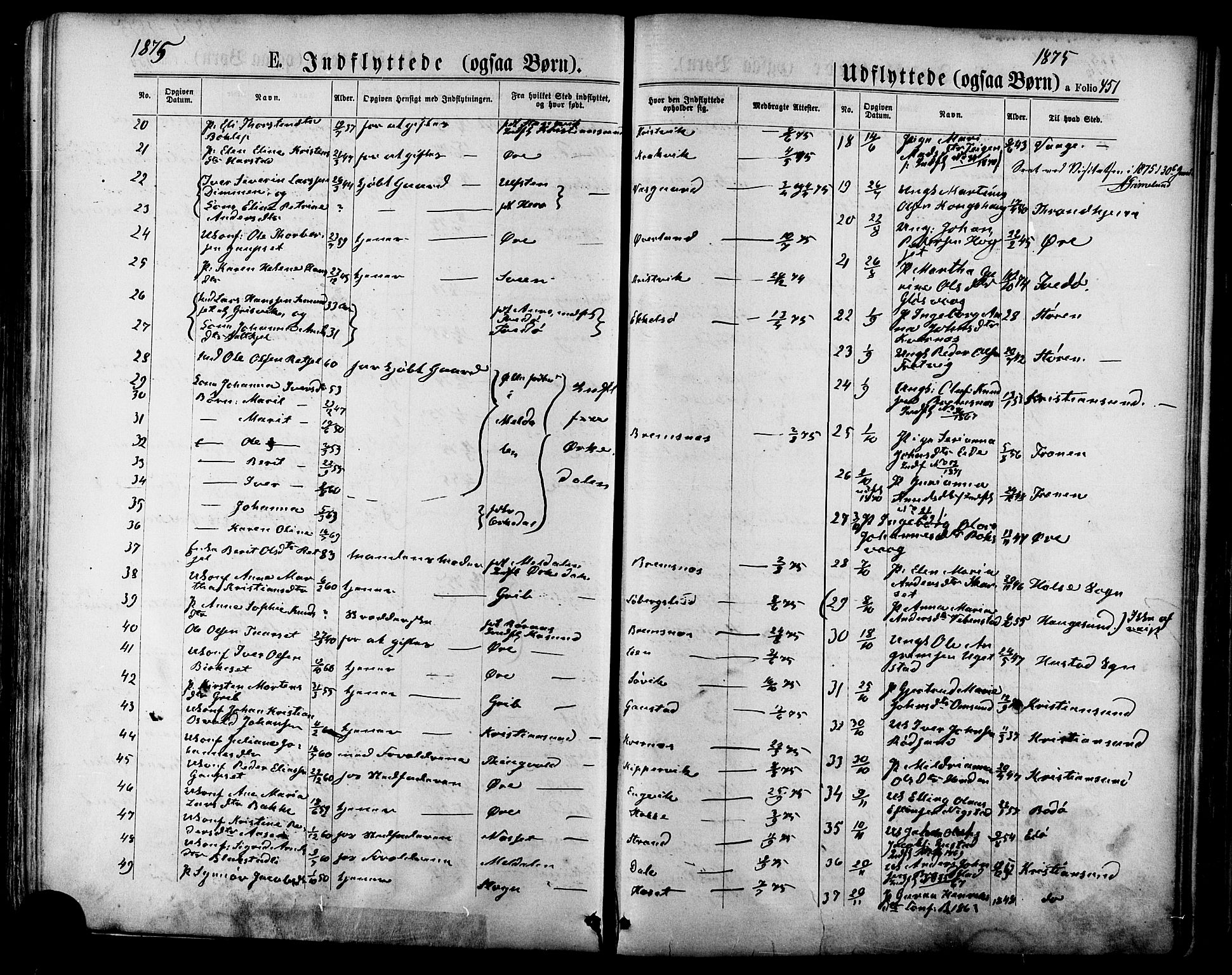 Ministerialprotokoller, klokkerbøker og fødselsregistre - Møre og Romsdal, AV/SAT-A-1454/568/L0805: Parish register (official) no. 568A12 /1, 1869-1884, p. 451