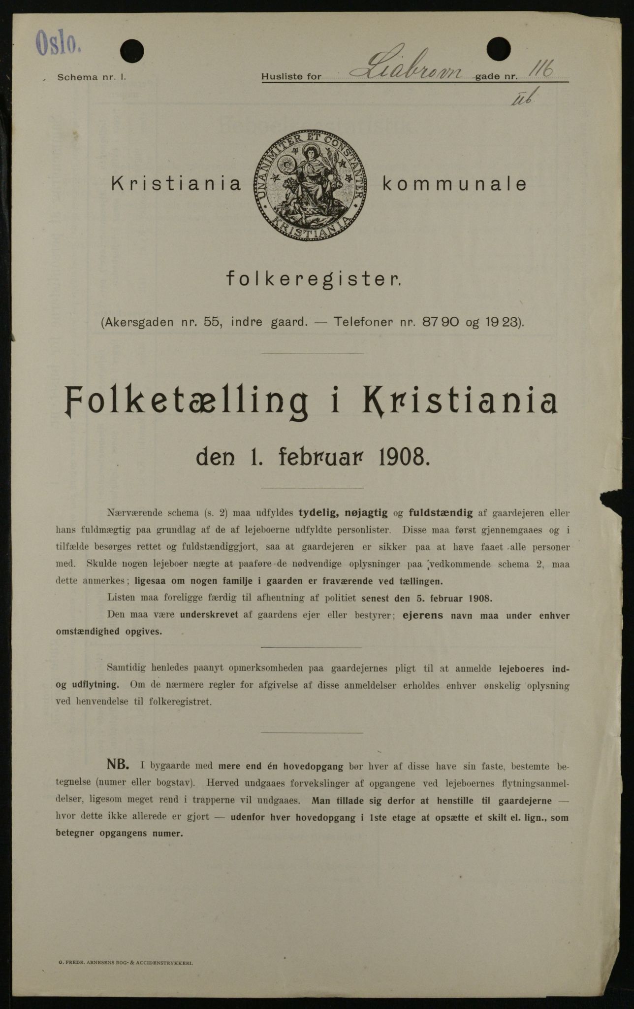 OBA, Municipal Census 1908 for Kristiania, 1908, p. 52263