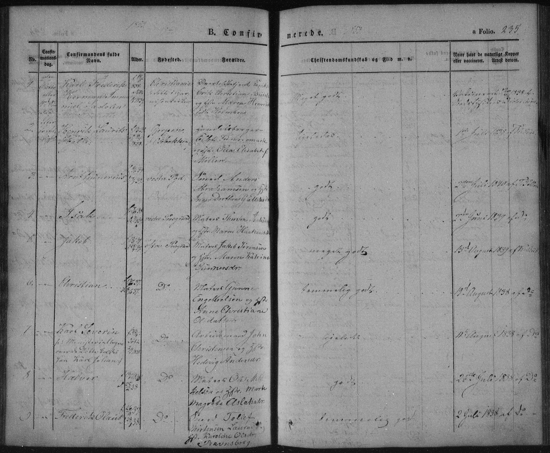 Porsgrunn kirkebøker , SAKO/A-104/F/Fa/L0006: Parish register (official) no. 6, 1841-1857, p. 235