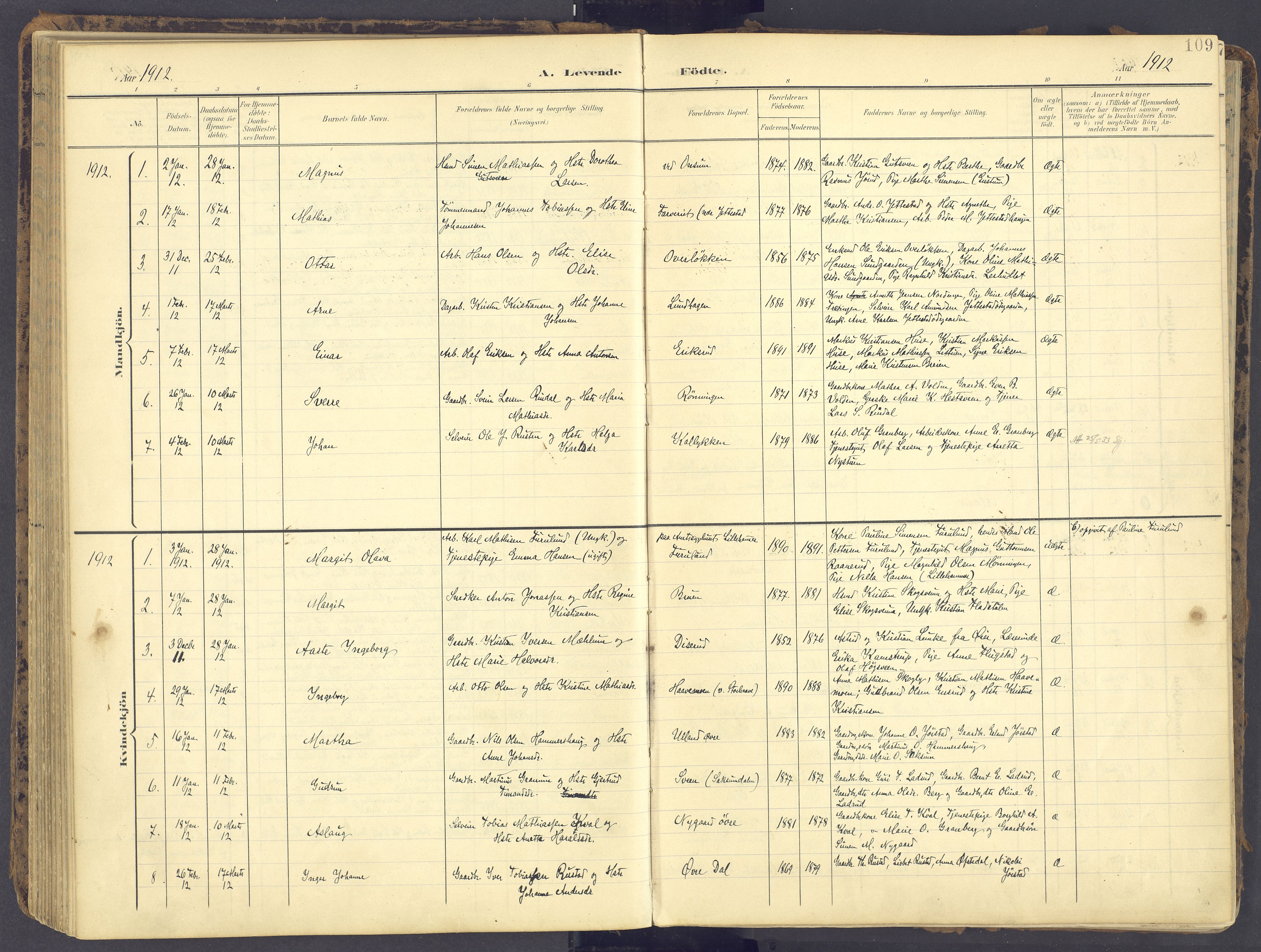 Fåberg prestekontor, AV/SAH-PREST-086/H/Ha/Haa/L0012: Parish register (official) no. 12, 1899-1915, p. 109