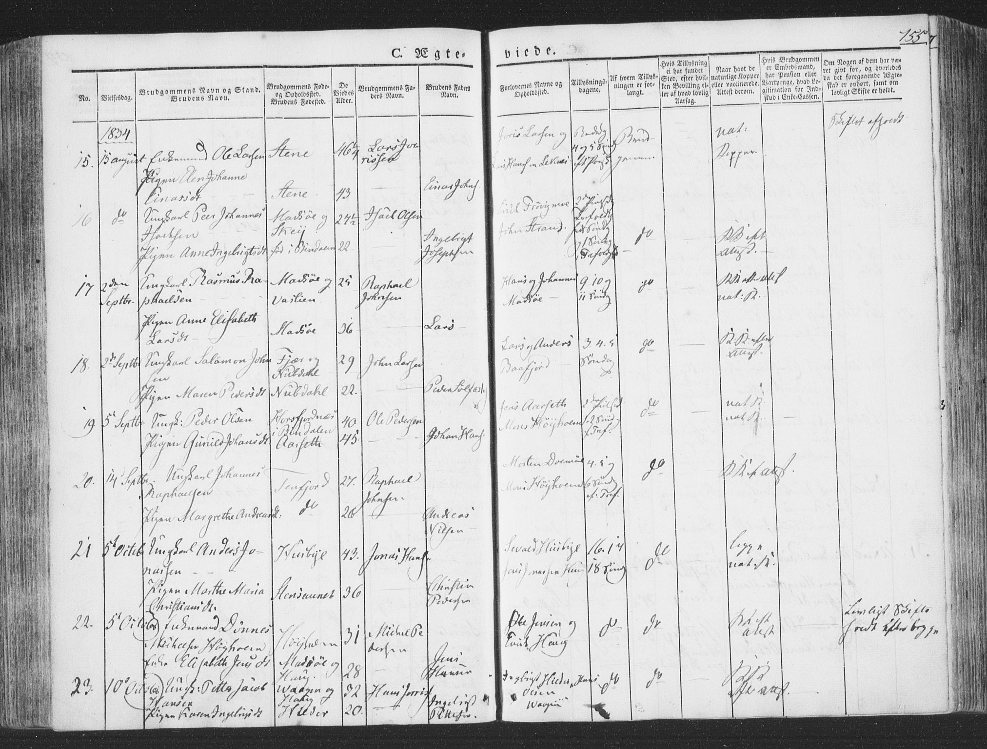 Ministerialprotokoller, klokkerbøker og fødselsregistre - Nord-Trøndelag, AV/SAT-A-1458/780/L0639: Parish register (official) no. 780A04, 1830-1844, p. 155