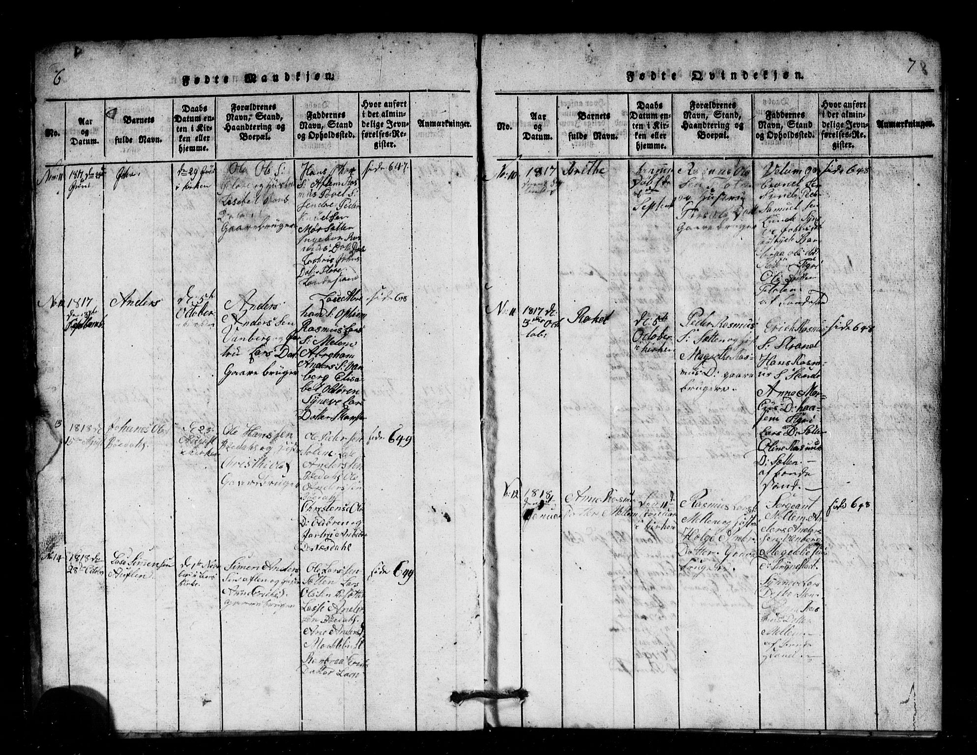 Innvik sokneprestembete, AV/SAB-A-80501: Parish register (copy) no. B 1, 1815-1820, p. 6-7