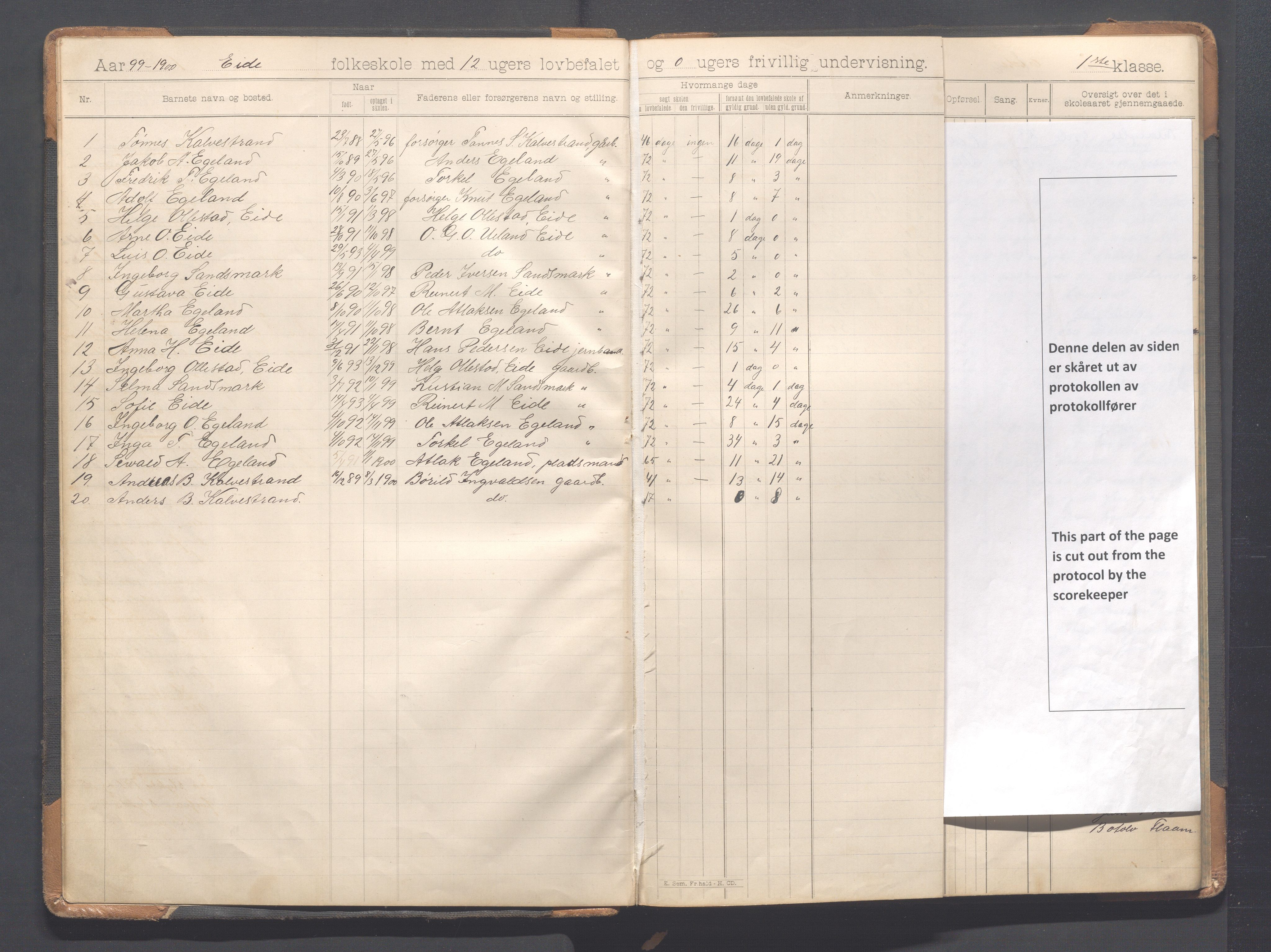 Heskestad kommune - Eide skole, IKAR/K-101744/H/L0001: Skoleprotokoll, 1898-1922, p. 9