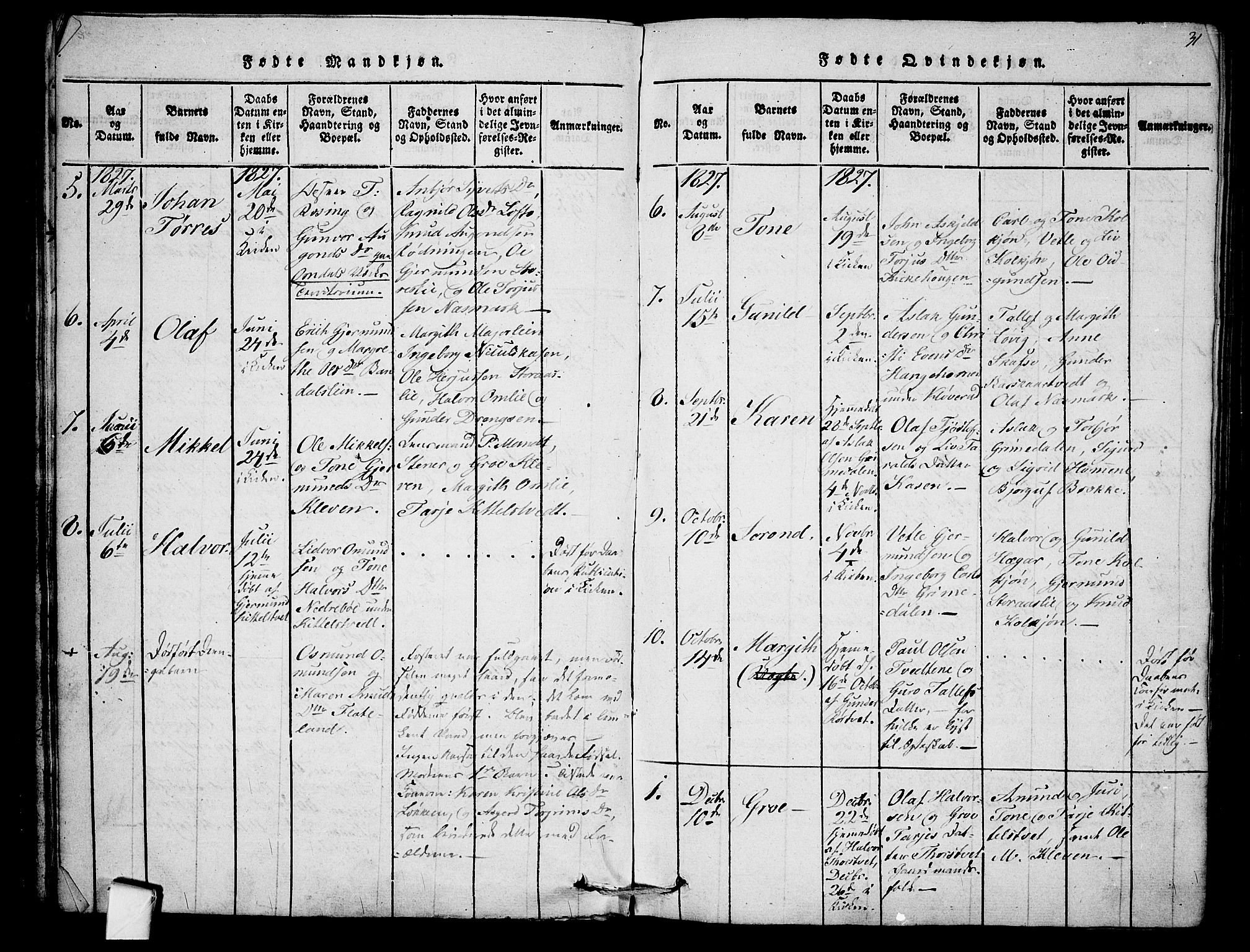 Mo kirkebøker, SAKO/A-286/F/Fb/L0001: Parish register (official) no. II 1, 1814-1844, p. 31