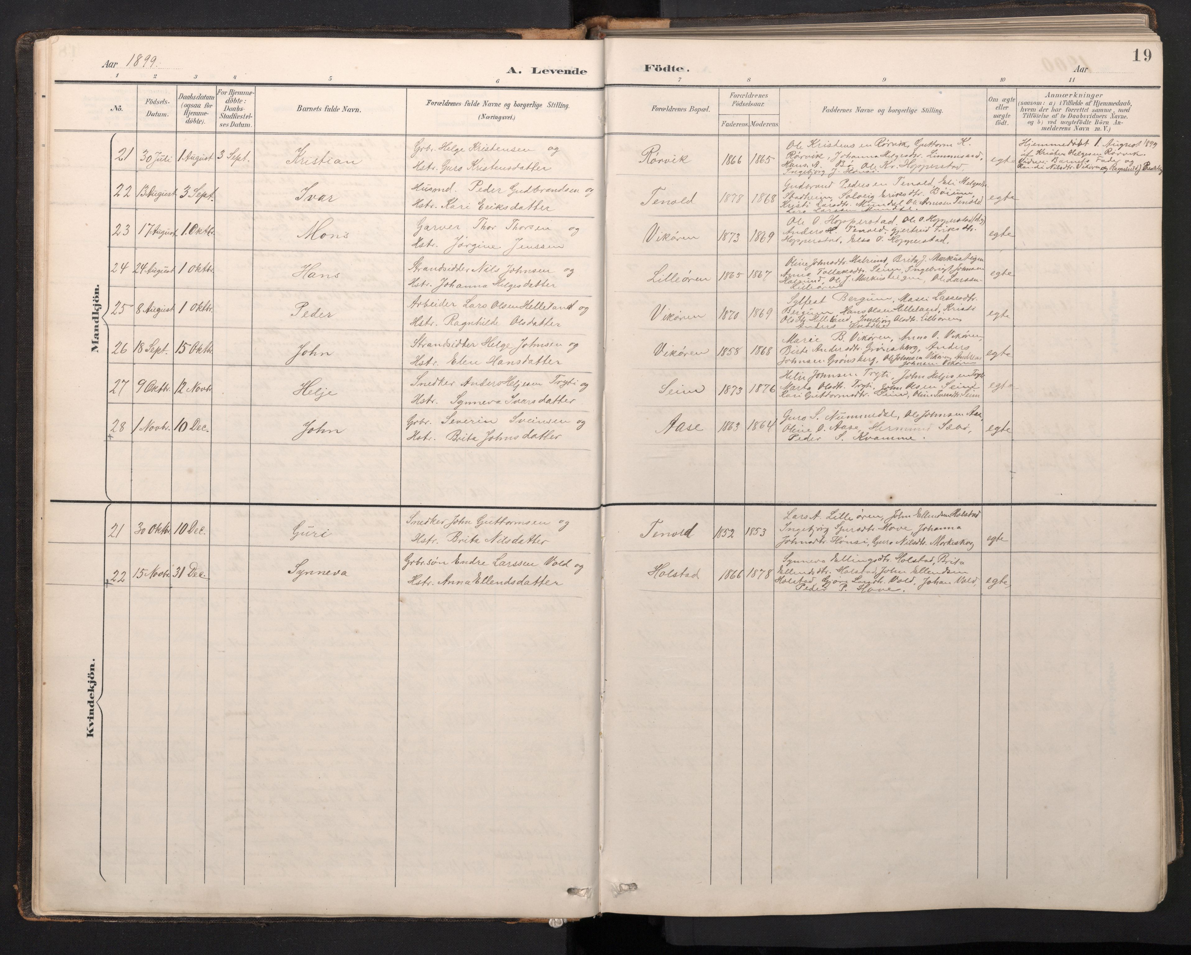 Vik sokneprestembete, AV/SAB-A-81501/H/Hab/Haba/L0004: Parish register (copy) no. A 4, 1895-1914, p. 18b-19a