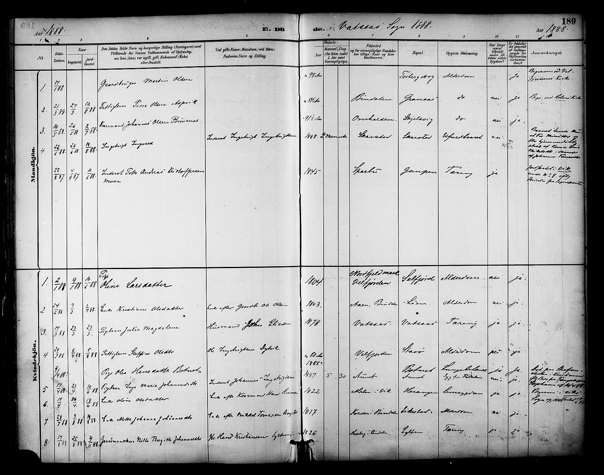 Ministerialprotokoller, klokkerbøker og fødselsregistre - Nordland, AV/SAT-A-1459/810/L0150: Parish register (official) no. 810A10 /1, 1884-1895, p. 189