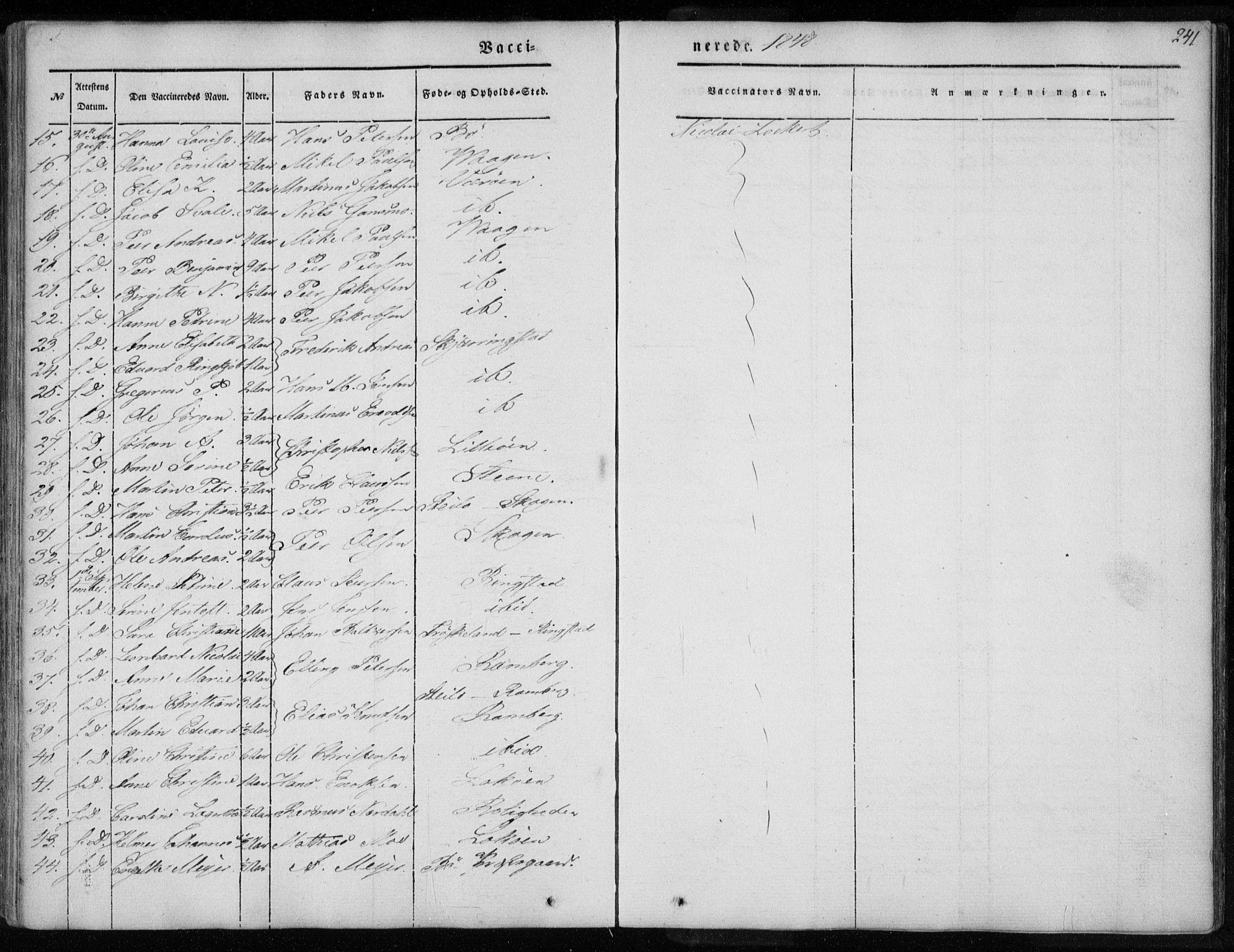 Ministerialprotokoller, klokkerbøker og fødselsregistre - Nordland, AV/SAT-A-1459/891/L1299: Parish register (official) no. 891A04, 1841-1856, p. 241