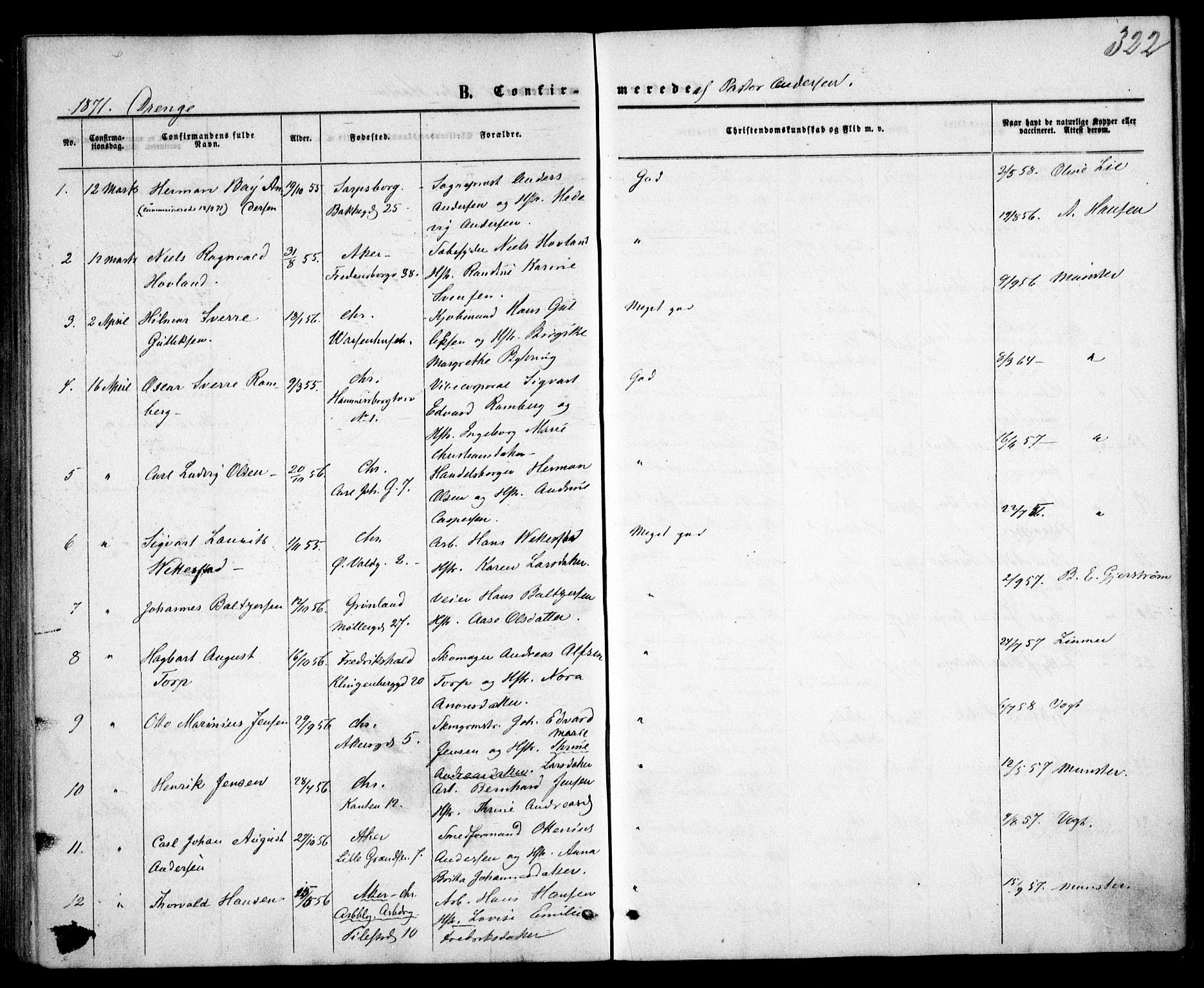 Trefoldighet prestekontor Kirkebøker, AV/SAO-A-10882/F/Fb/L0001: Parish register (official) no. II 1, 1858-1871, p. 322