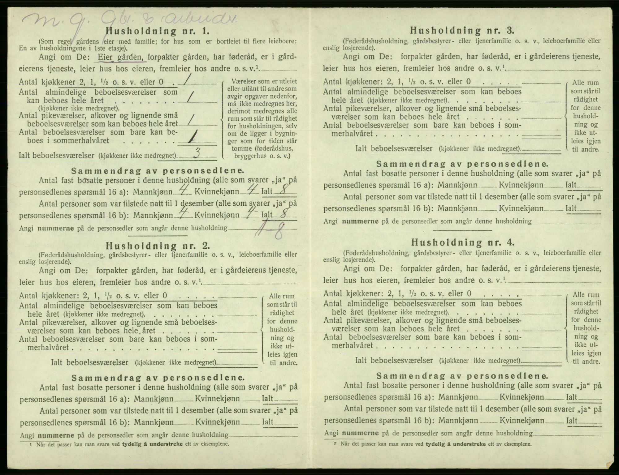 SAB, 1920 census for Fjell, 1920, p. 1453