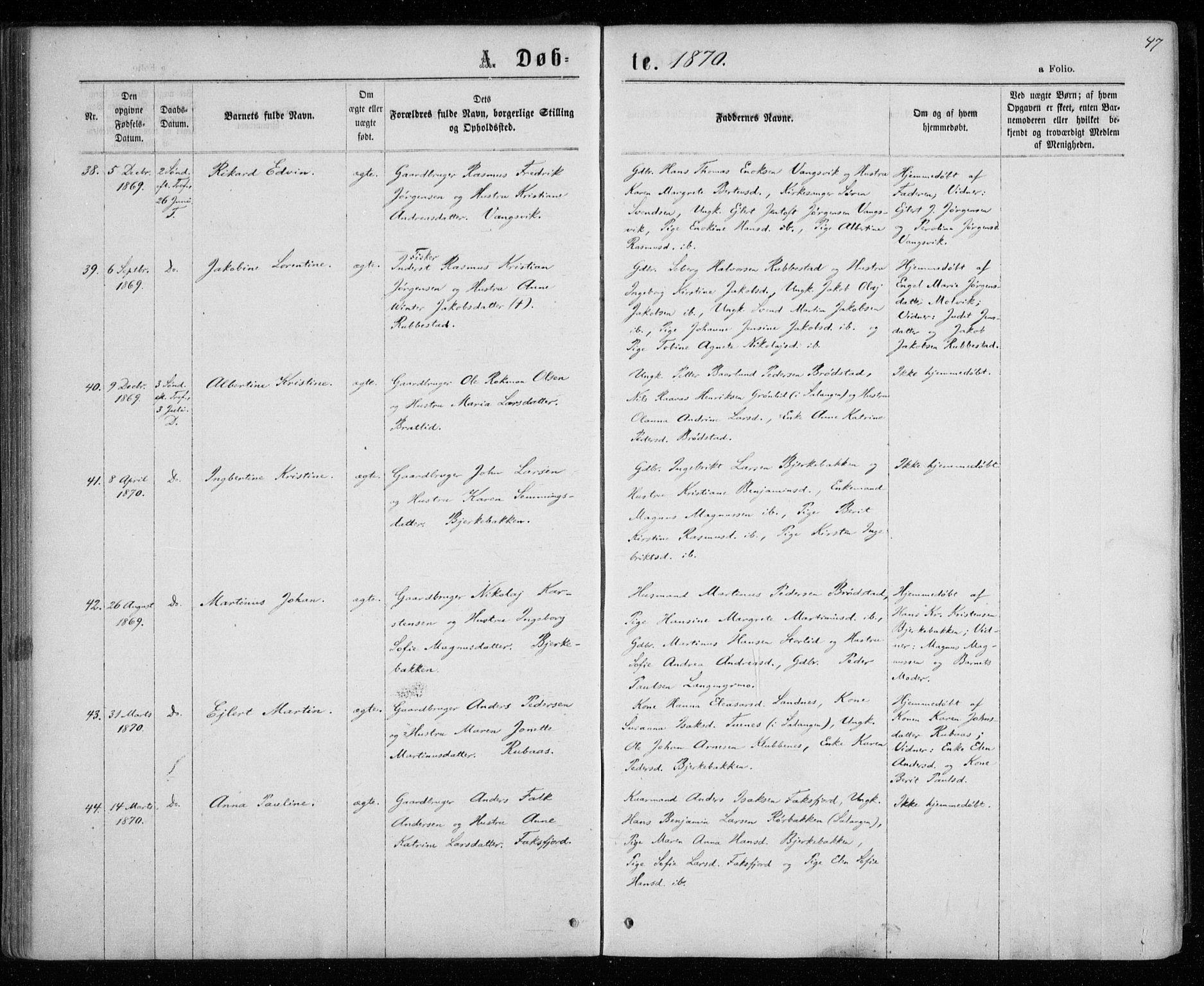 Tranøy sokneprestkontor, AV/SATØ-S-1313/I/Ia/Iaa/L0008kirke: Parish register (official) no. 8, 1867-1877, p. 47