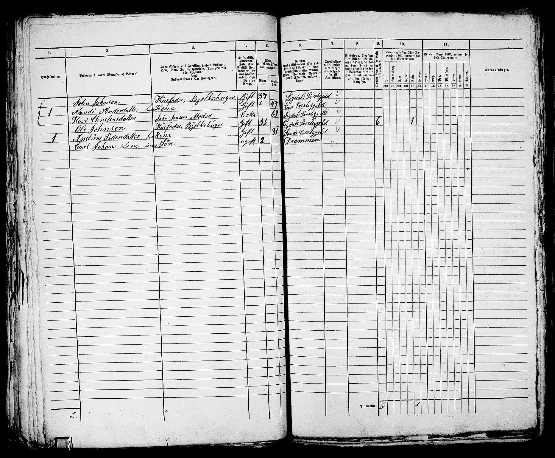 RA, 1865 census for Bragernes in Drammen, 1865, p. 712