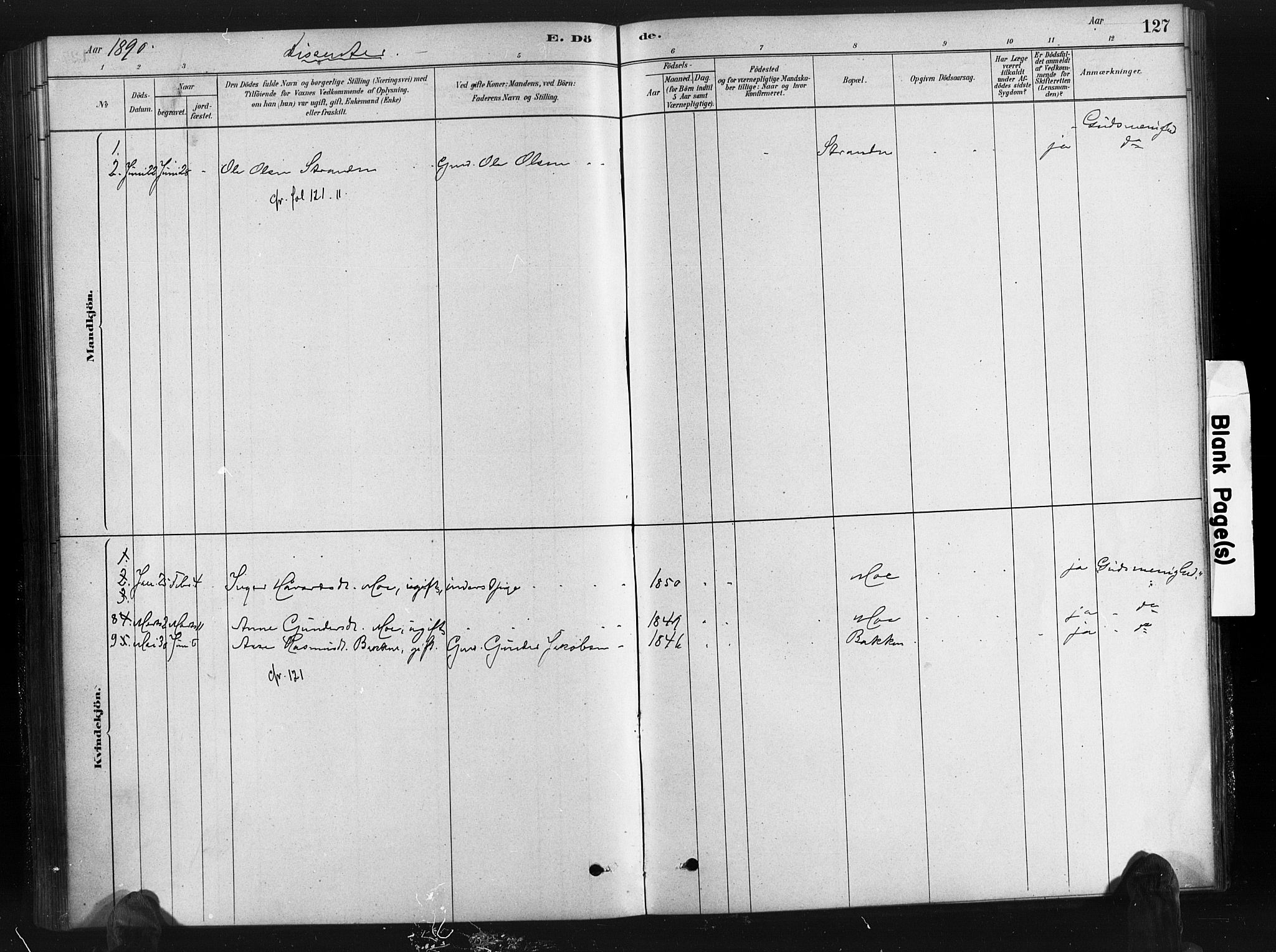 Gjerstad sokneprestkontor, SAK/1111-0014/F/Fa/Fab/L0004: Parish register (official) no. A 4, 1879-1890, p. 127