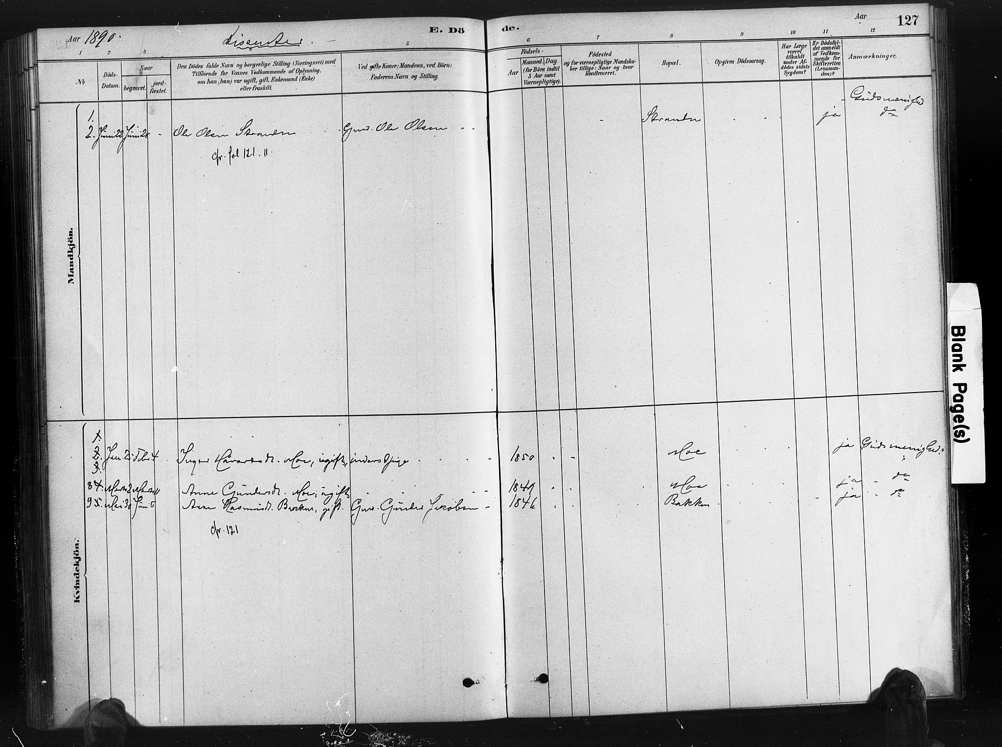 Gjerstad sokneprestkontor, AV/SAK-1111-0014/F/Fa/Fab/L0004: Parish register (official) no. A 4, 1879-1890, p. 127