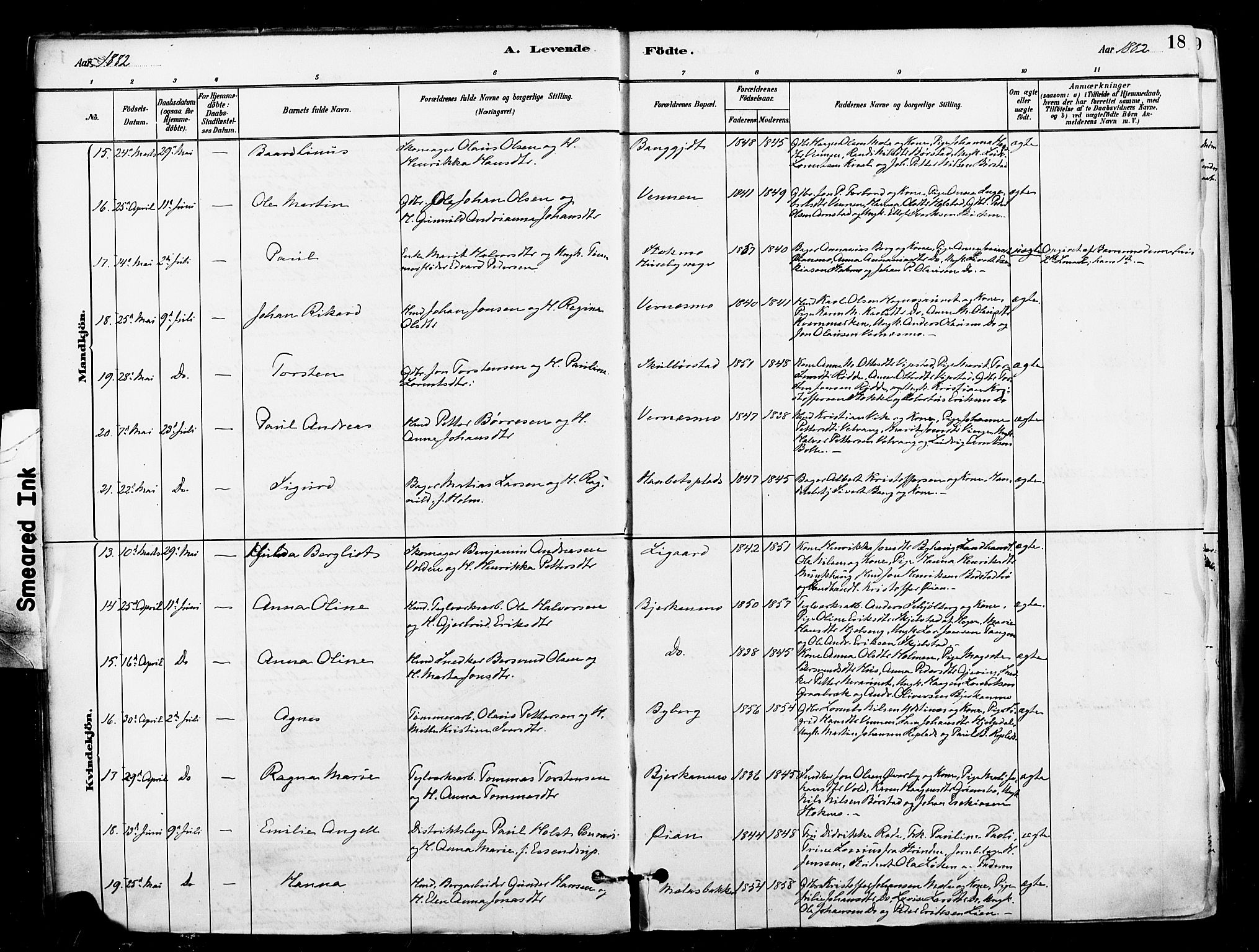 Ministerialprotokoller, klokkerbøker og fødselsregistre - Nord-Trøndelag, AV/SAT-A-1458/709/L0077: Parish register (official) no. 709A17, 1880-1895, p. 18