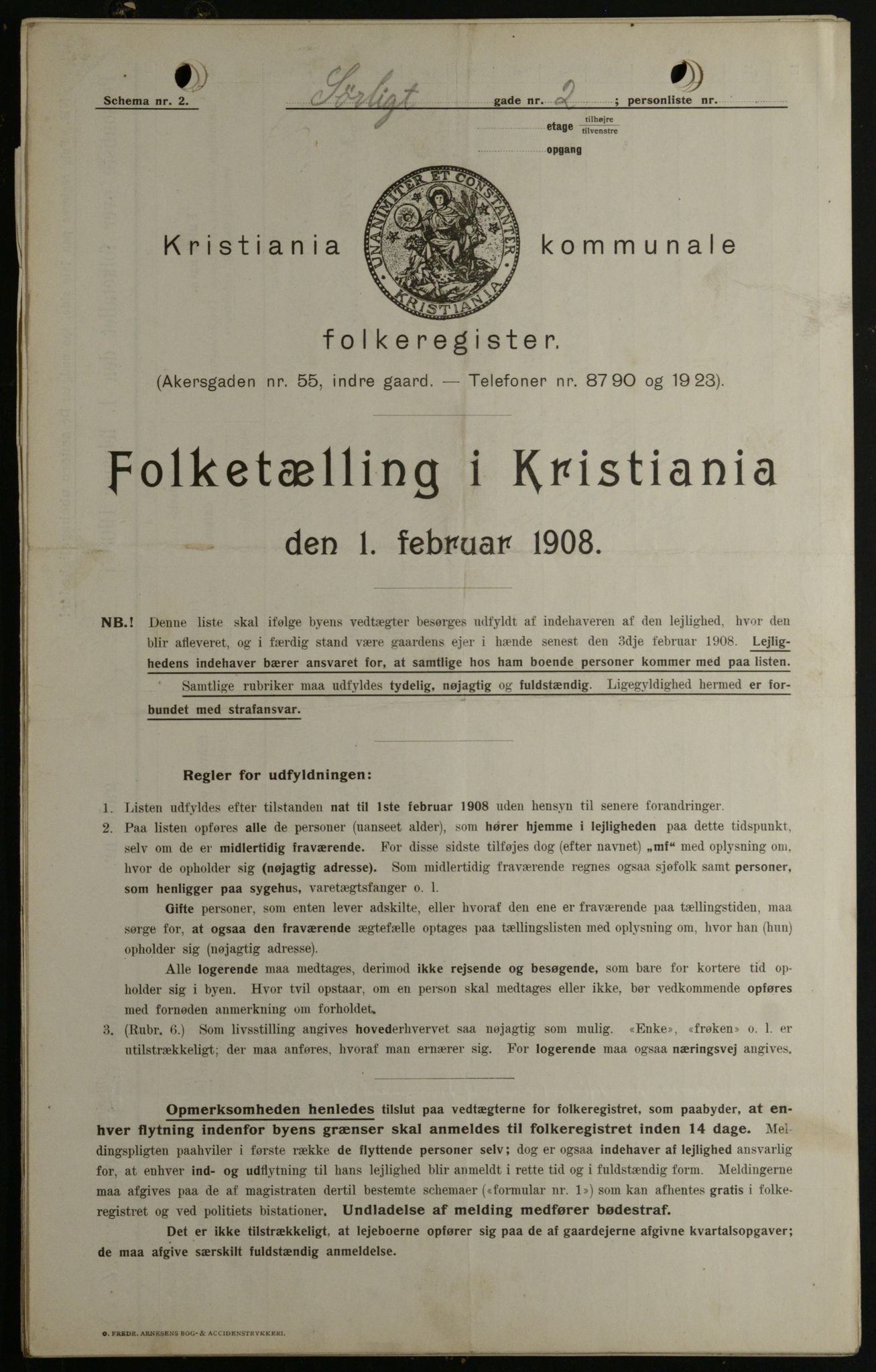 OBA, Municipal Census 1908 for Kristiania, 1908, p. 95646