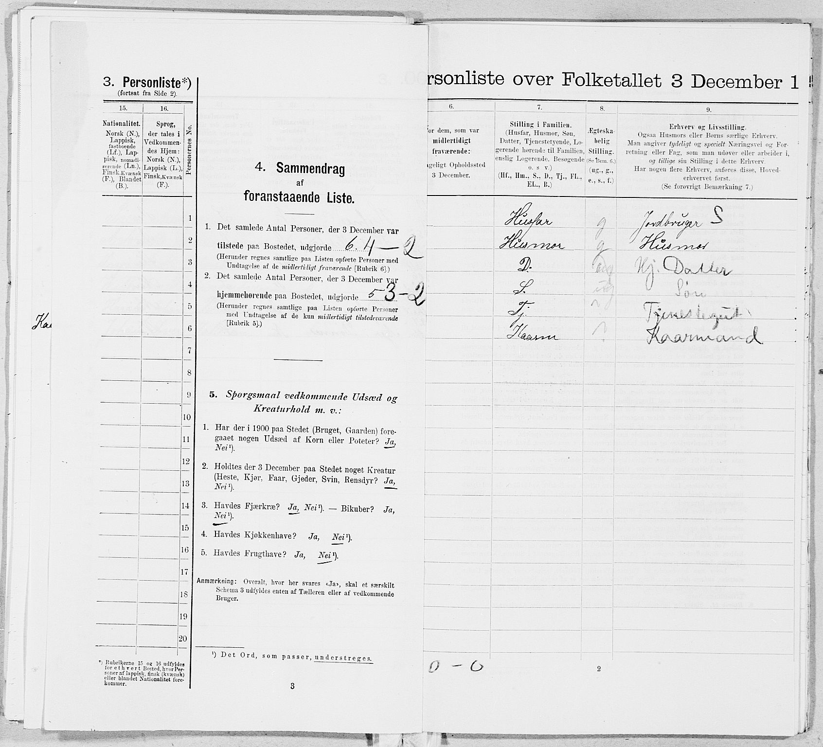 SAT, 1900 census for Stamnes, 1900, p. 437