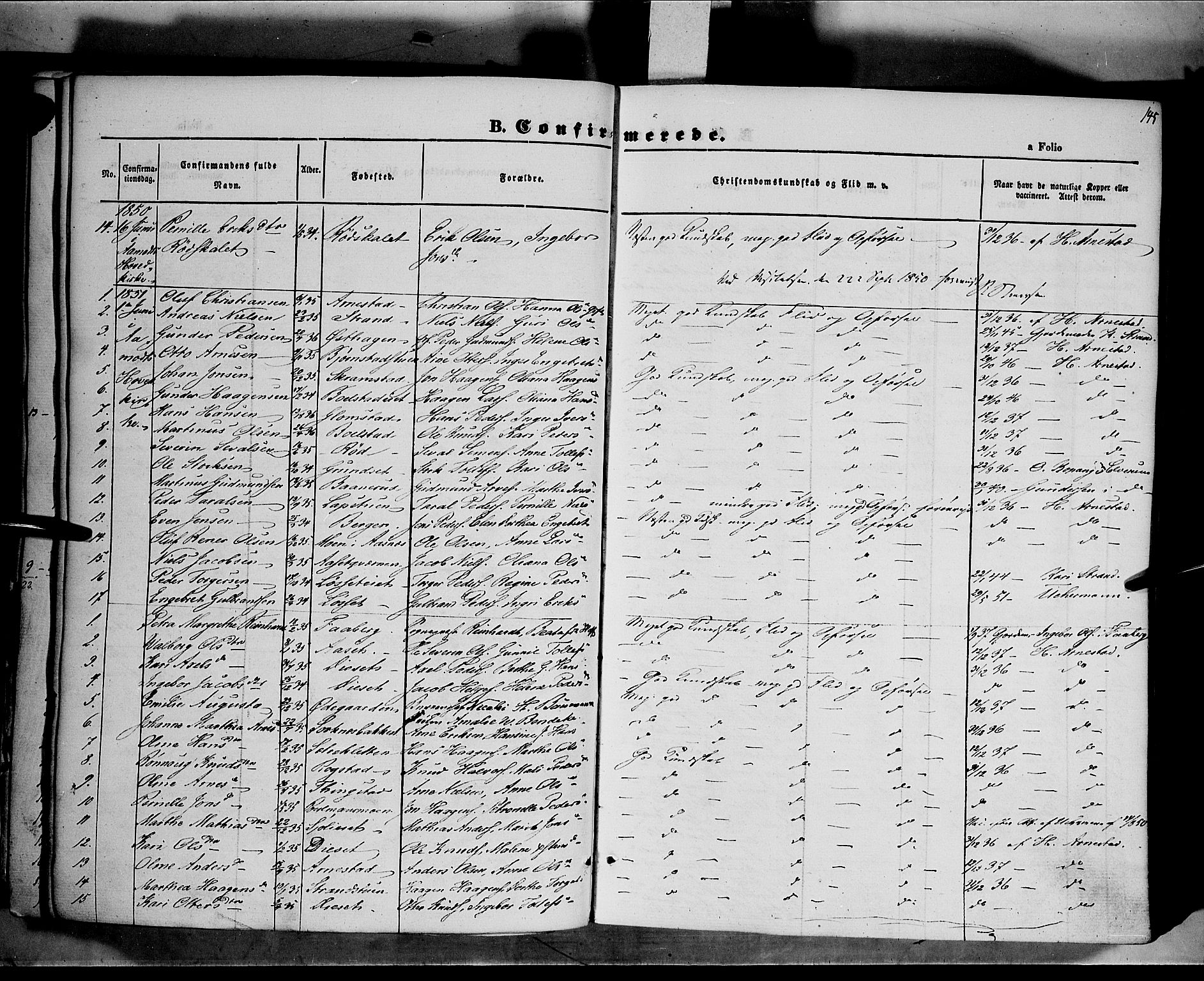 Åmot prestekontor, Hedmark, SAH/PREST-056/H/Ha/Haa/L0006: Parish register (official) no. 6, 1842-1861, p. 145