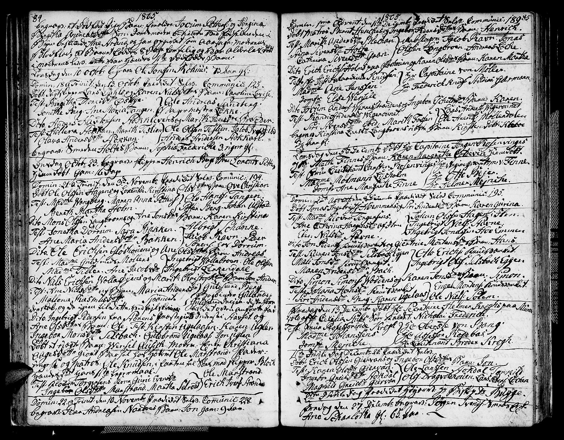 Ministerialprotokoller, klokkerbøker og fødselsregistre - Sør-Trøndelag, SAT/A-1456/604/L0181: Parish register (official) no. 604A02, 1798-1817, p. 84-85