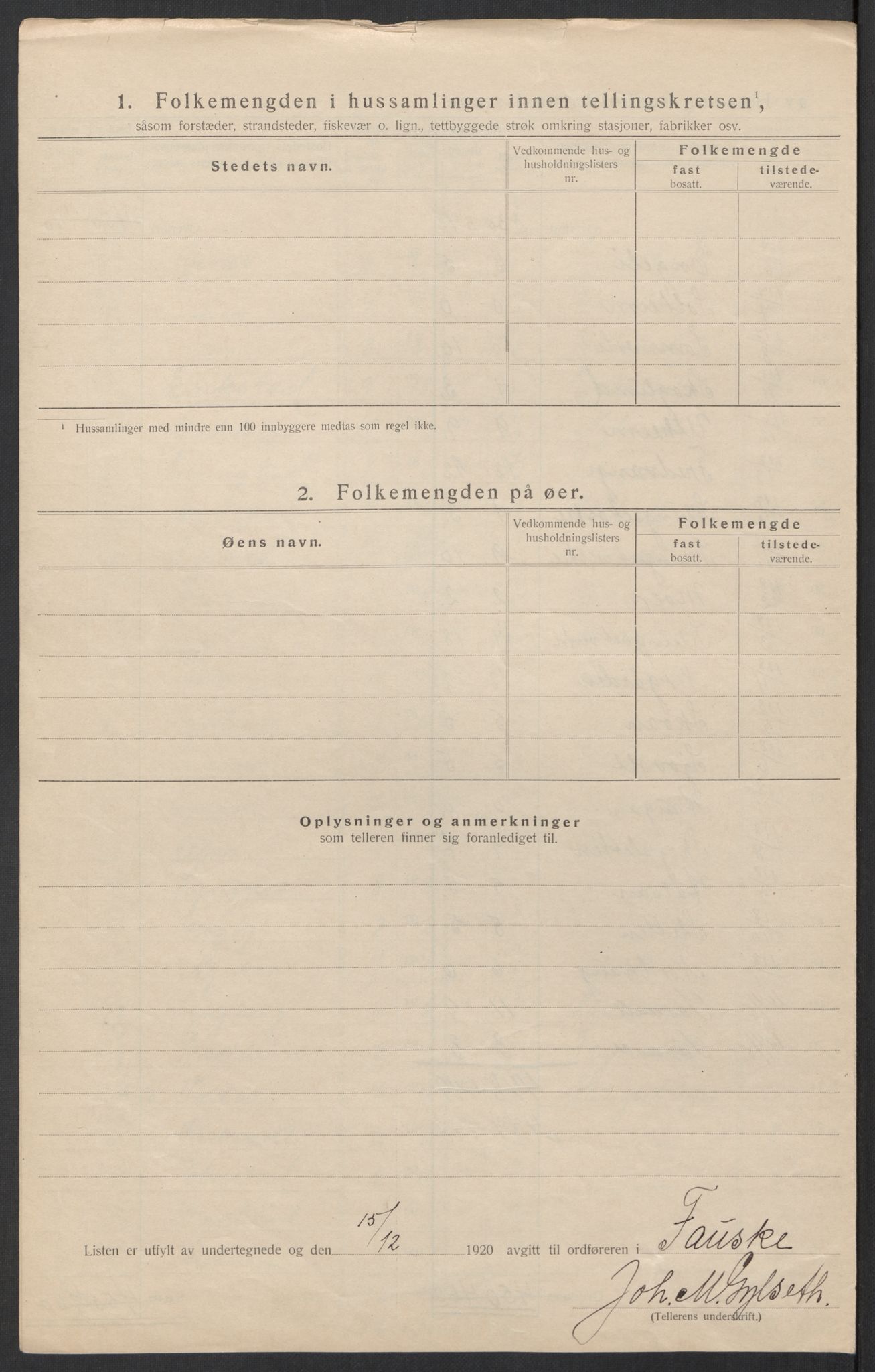 SAT, 1920 census for Fauske, 1920, p. 65