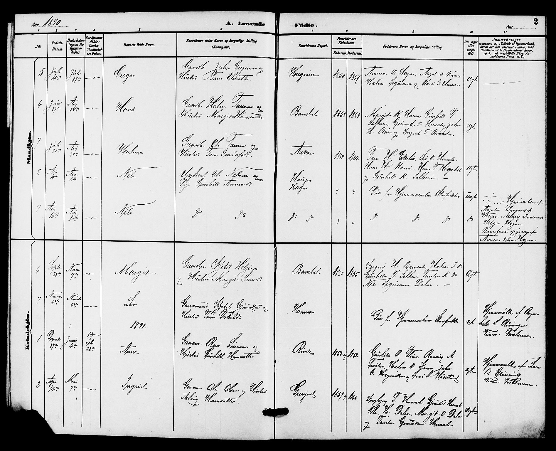 Hjartdal kirkebøker, SAKO/A-270/G/Gc/L0003: Parish register (copy) no. III 3, 1890-1907, p. 2