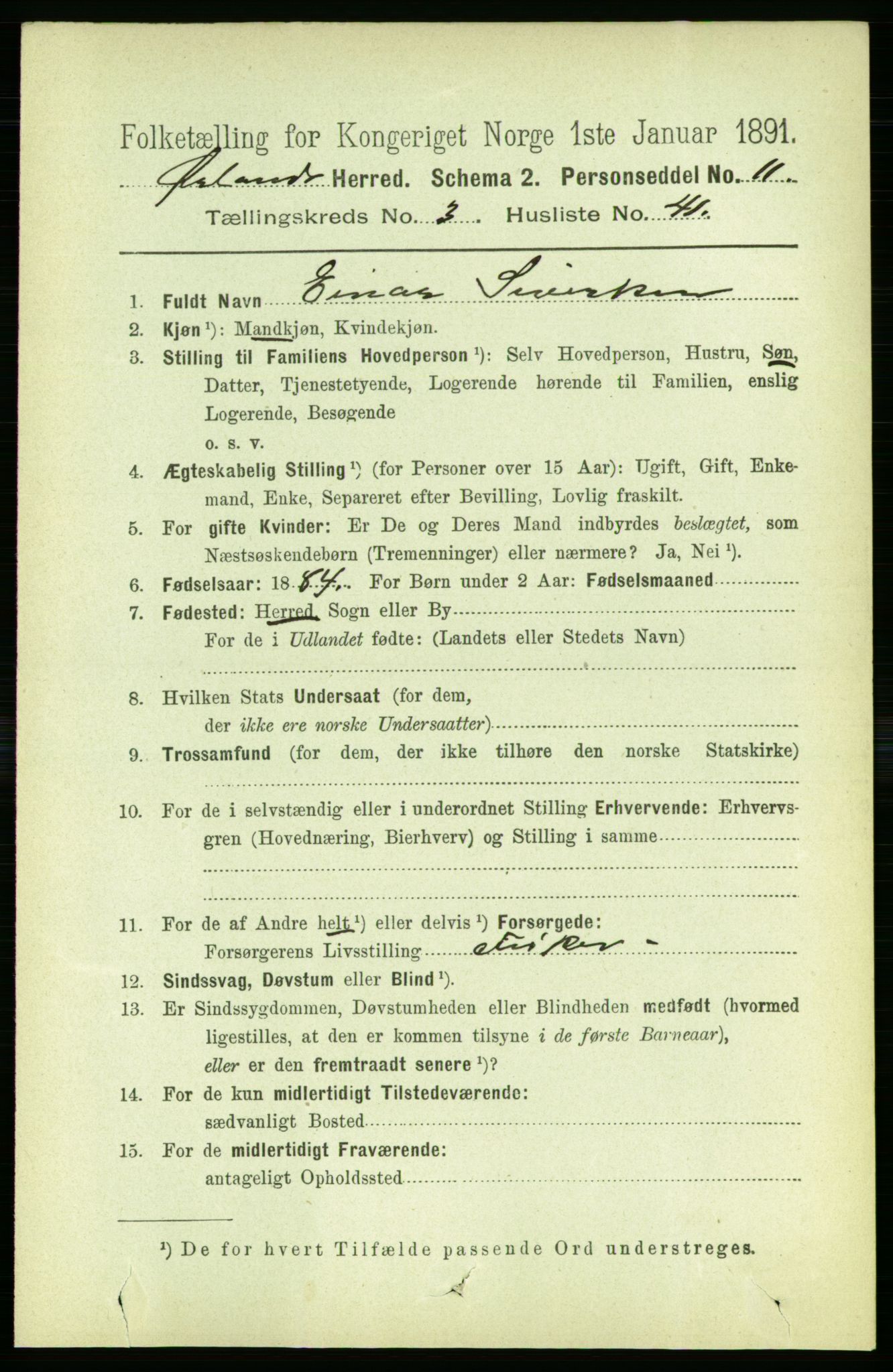 RA, 1891 census for 1621 Ørland, 1891, p. 1247