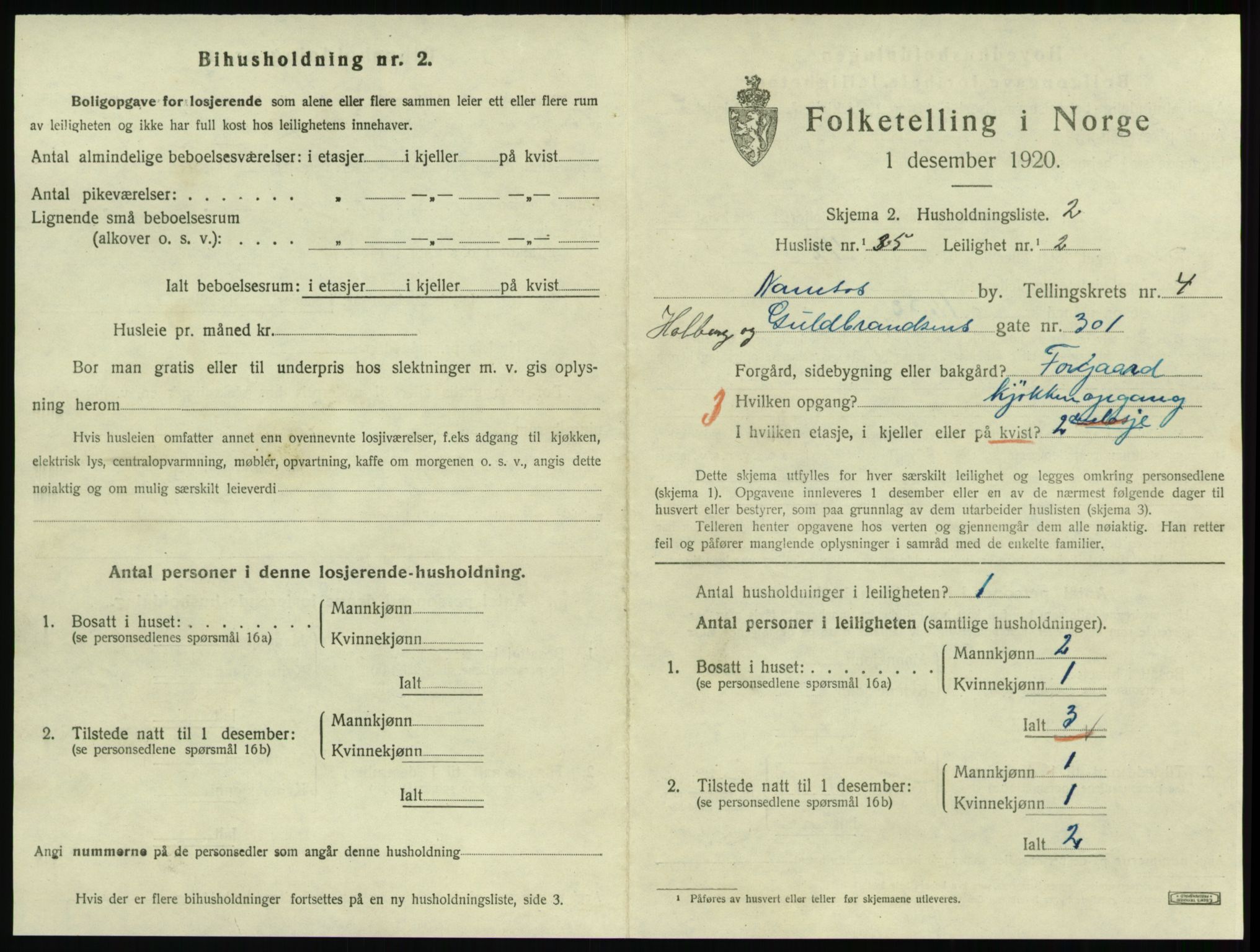SAT, 1920 census for Namsos, 1920, p. 1531