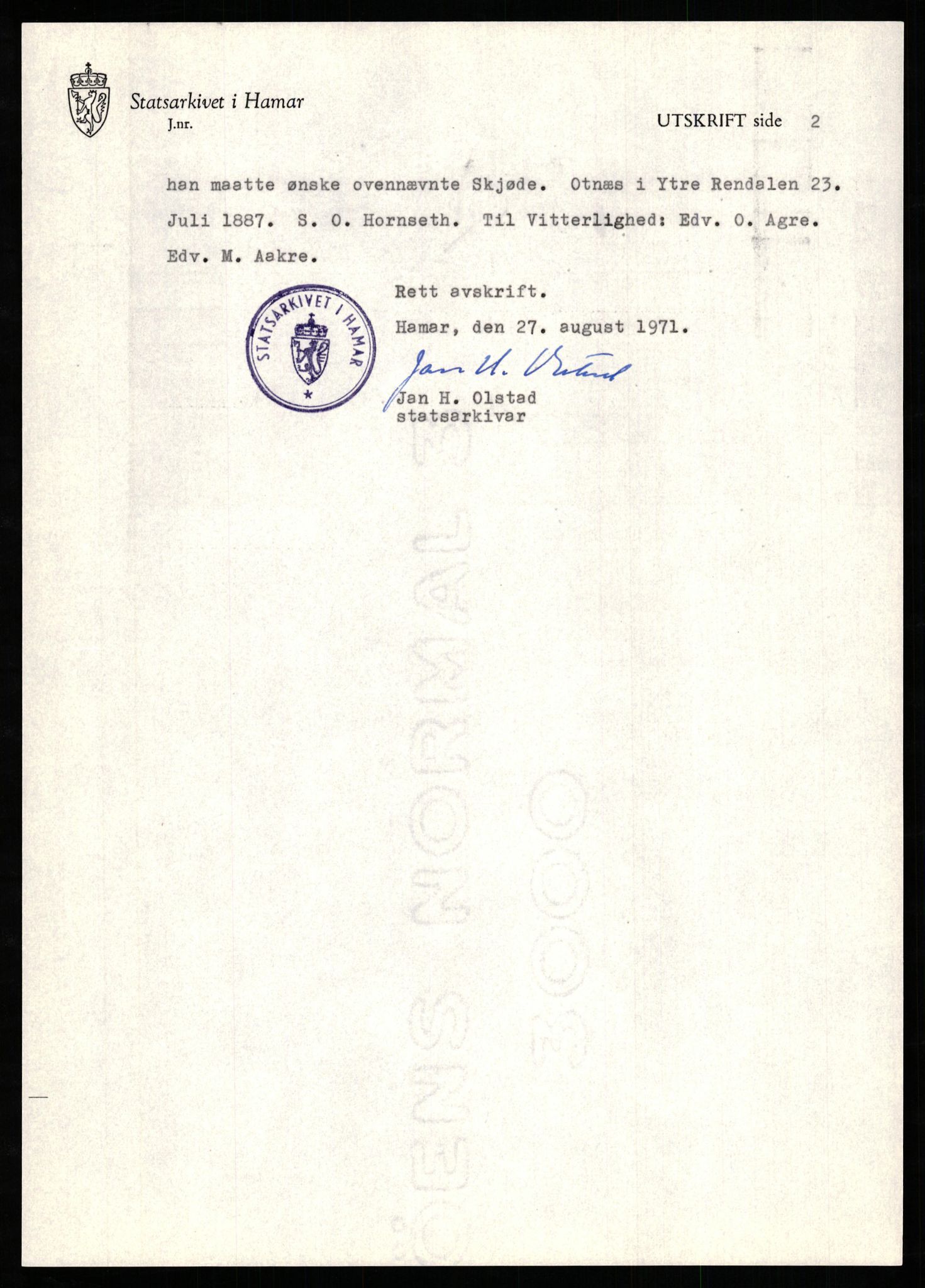 Avskriftssamlingen ved Statsarkivet i Hamar, AV/SAH-AVSKRIFT-001/H/Hs/Hsa/L0012: Pantebok for Nord-Østerdal, 1887-1890