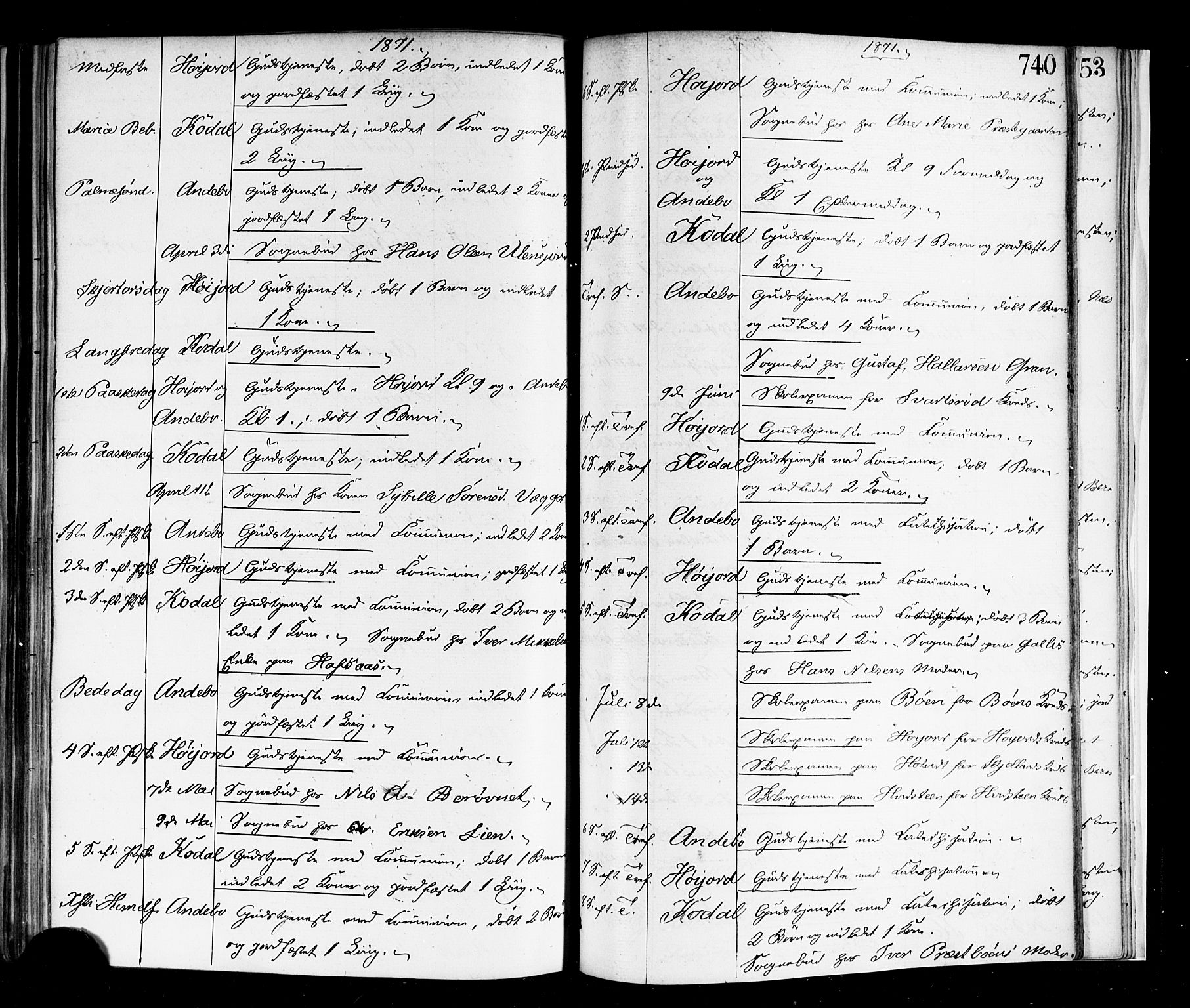 Andebu kirkebøker, AV/SAKO-A-336/F/Fa/L0006: Parish register (official) no. 6, 1871-1878, p. 740