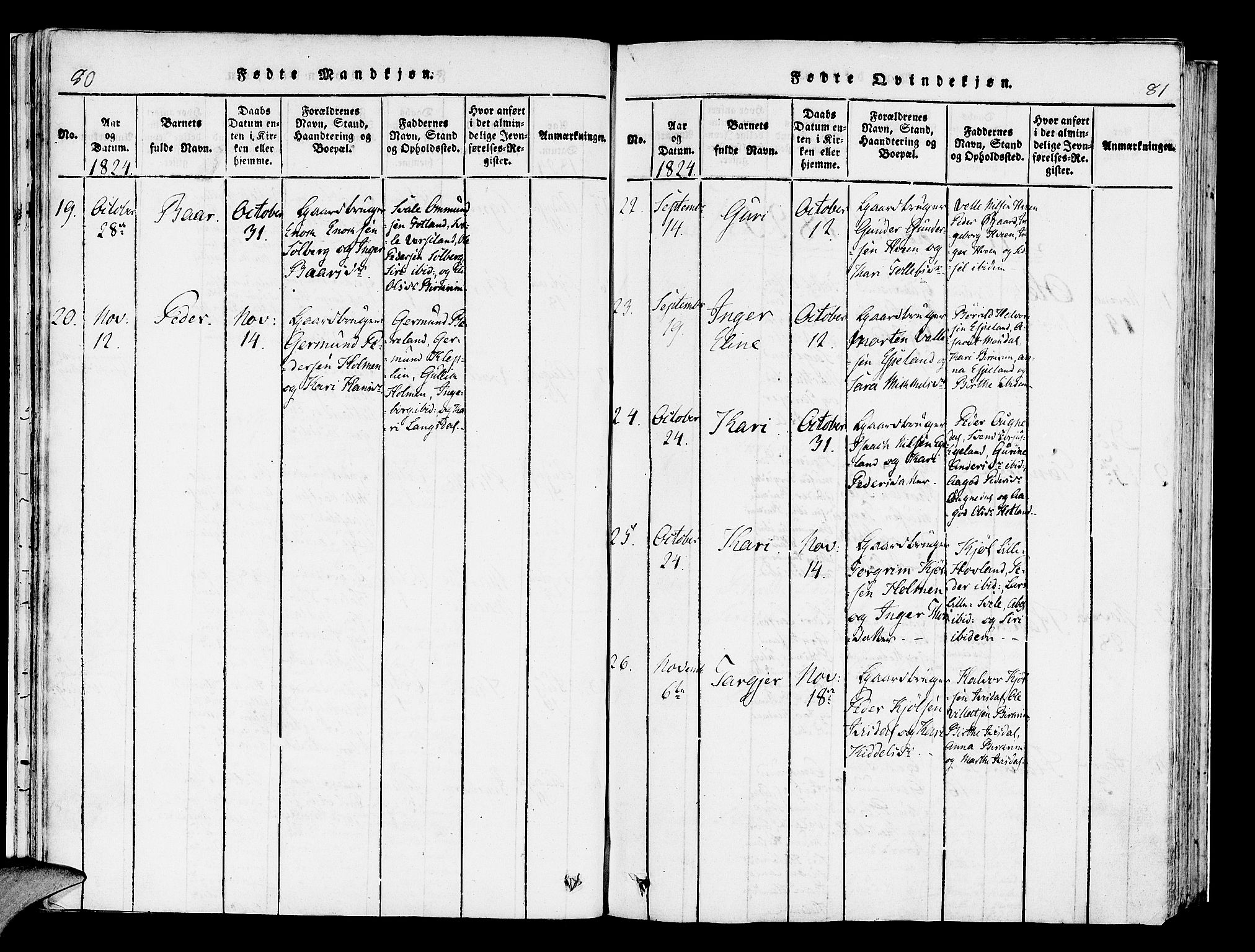 Helleland sokneprestkontor, AV/SAST-A-101810: Parish register (official) no. A 5, 1815-1834, p. 80-81