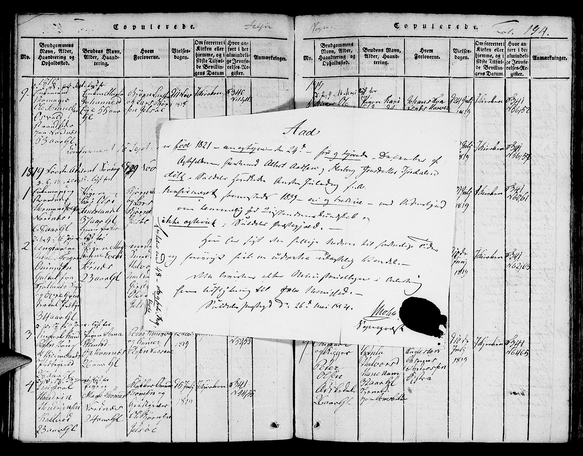 Jelsa sokneprestkontor, SAST/A-101842/01/V: Parish register (copy) no. B 1 /1, 1816-1828, p. 194