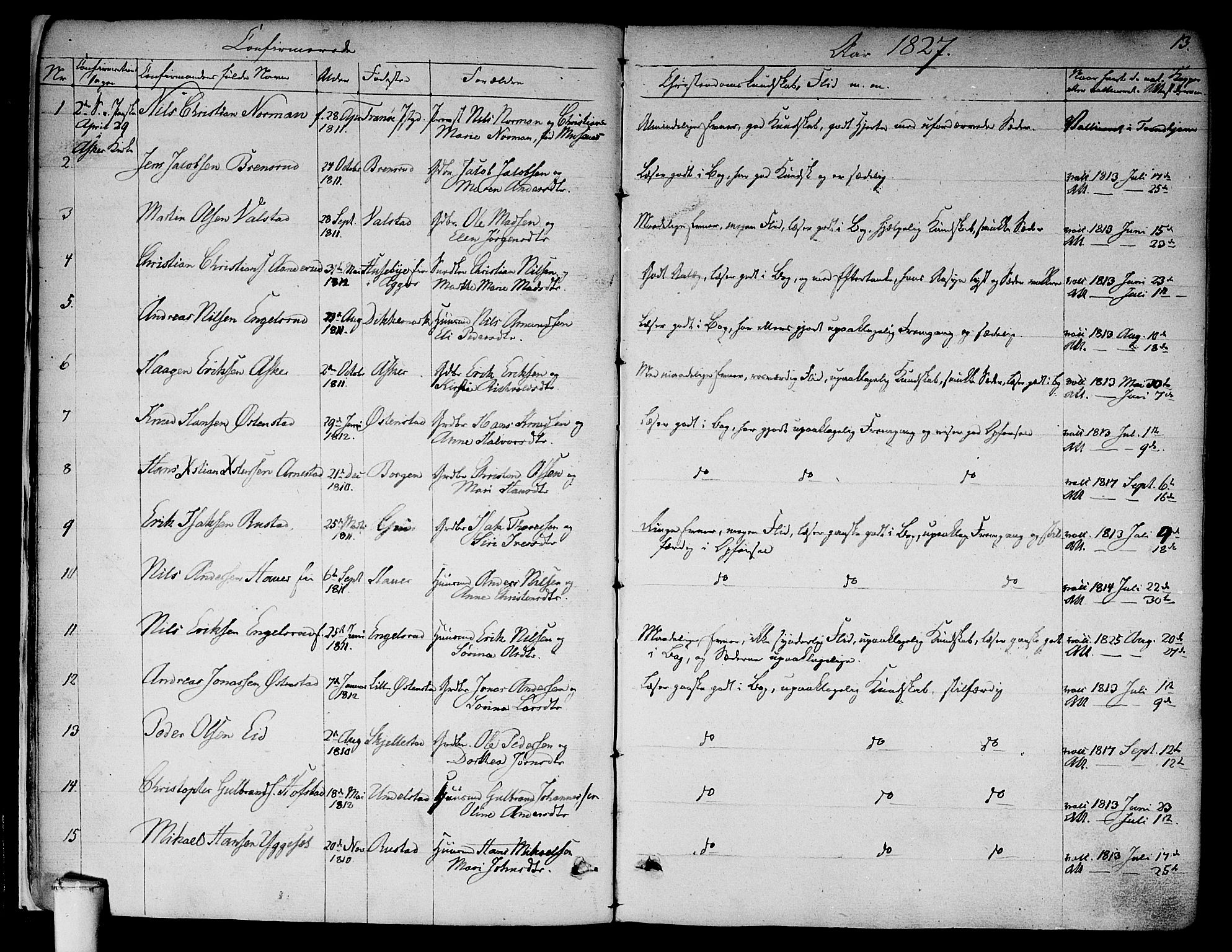 Asker prestekontor Kirkebøker, AV/SAO-A-10256a/F/Fa/L0009: Parish register (official) no. I 9, 1825-1878, p. 13